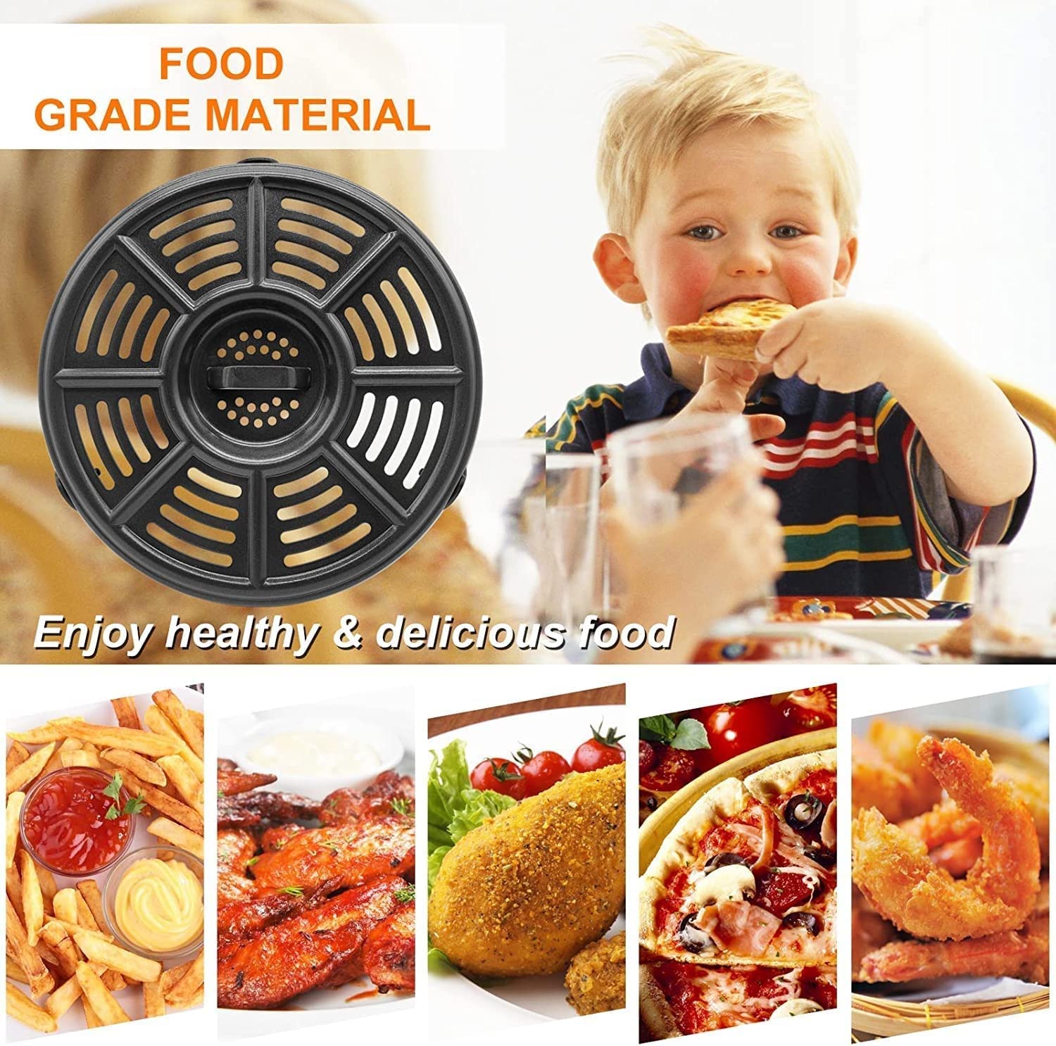 Heisenlin Air Fryer Replacement Parts Crisper Plate For Ninja Air Fryers Foodi, 8.2 Inch 4Qt Premium Round Air Fryer Tray Grill