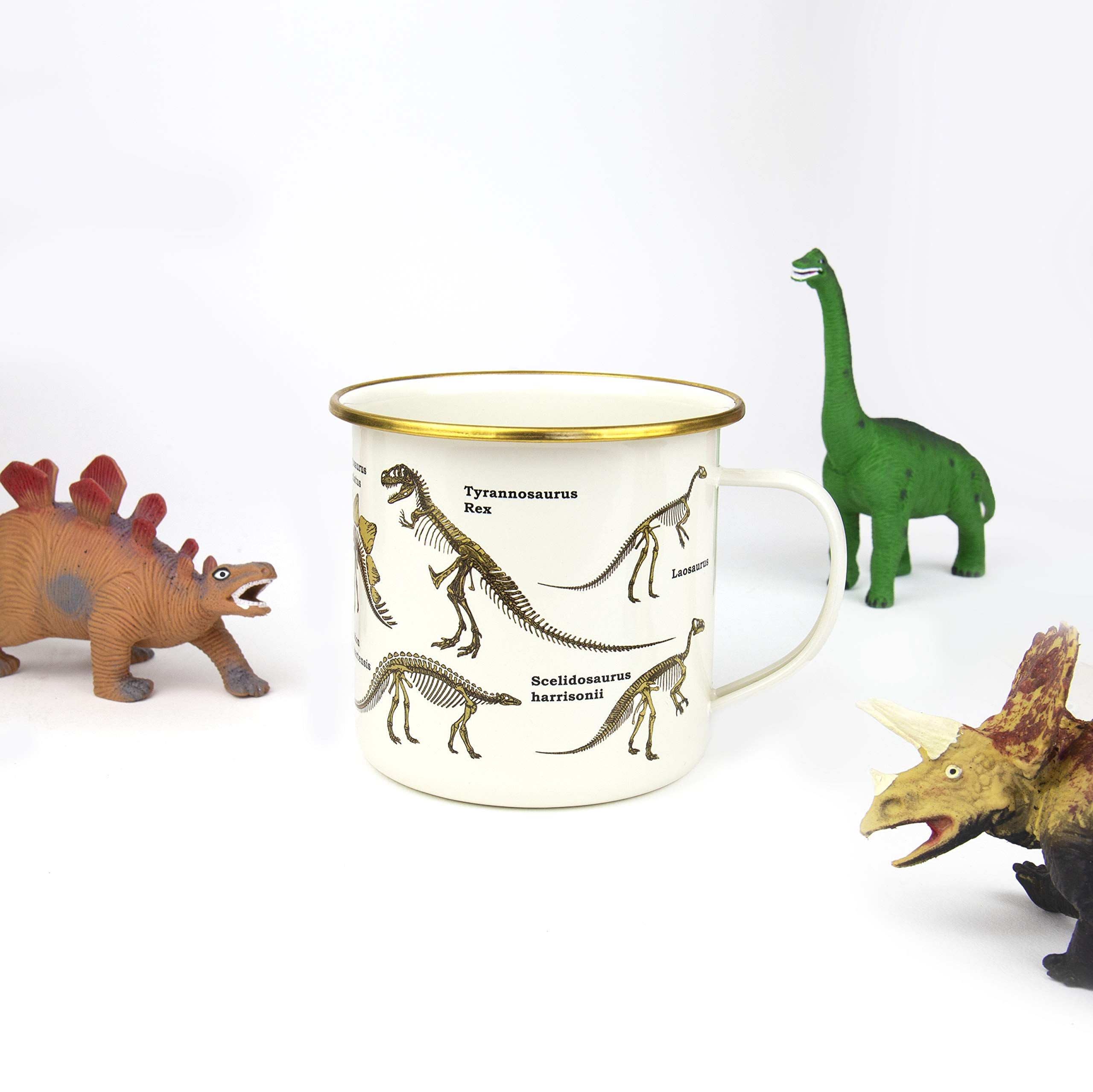 Gift Republic Dinosaur Enamel Outdoor Camping Mug Large Metal Coffee Cup Soup Hot Chocolate Campfire Mug Jurassic T-Rex Dino Des