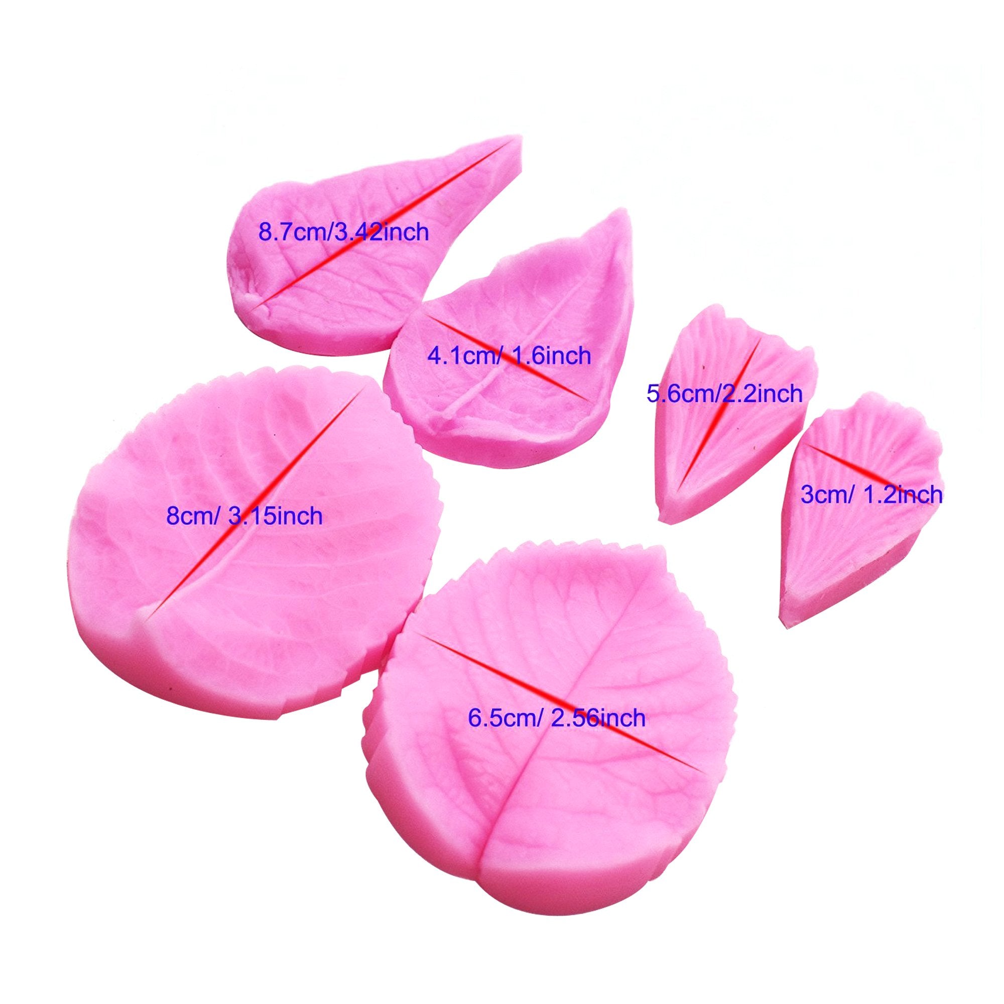 Leaf Mold 3Pcs/Set, Kootips Silicone Leaf Petal Veiner Sugar Craft Tools Fondant And Gum Paste Mold