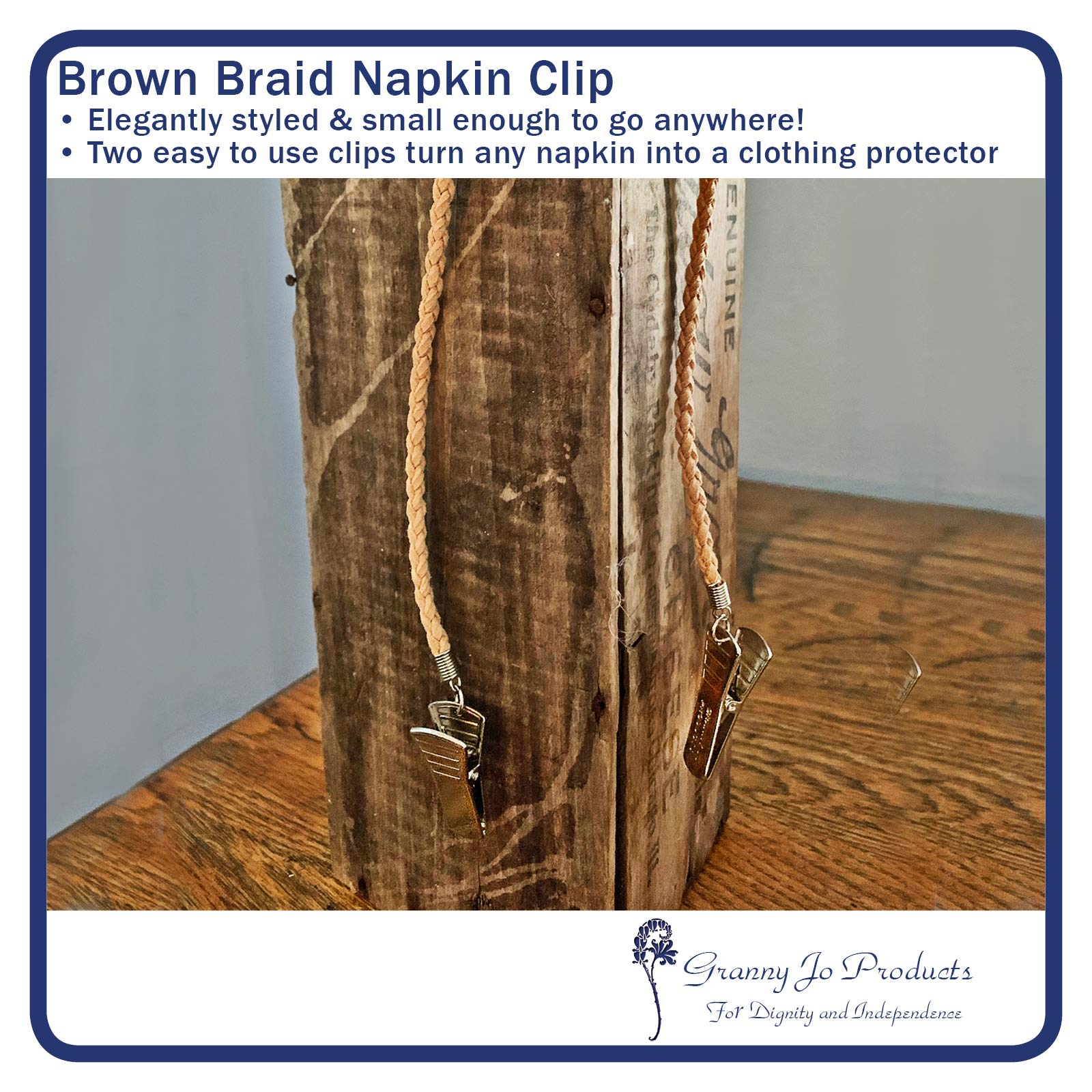 Granny Jo Products Braid Napkin Clip, Brown