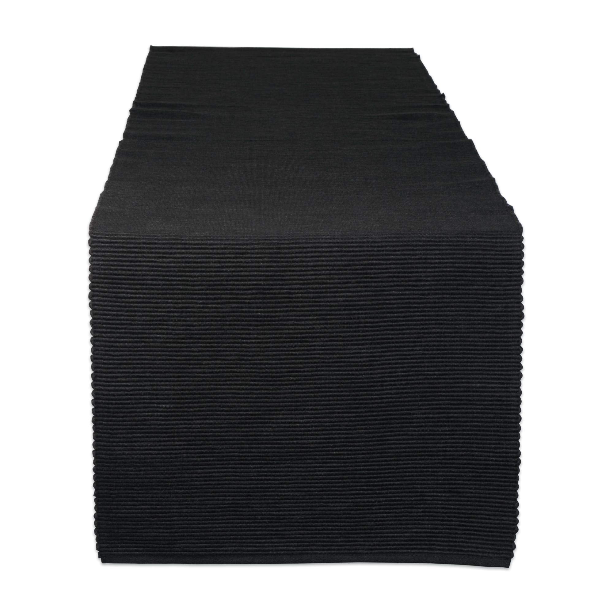DII Black Ribbed Table Runner 13x72