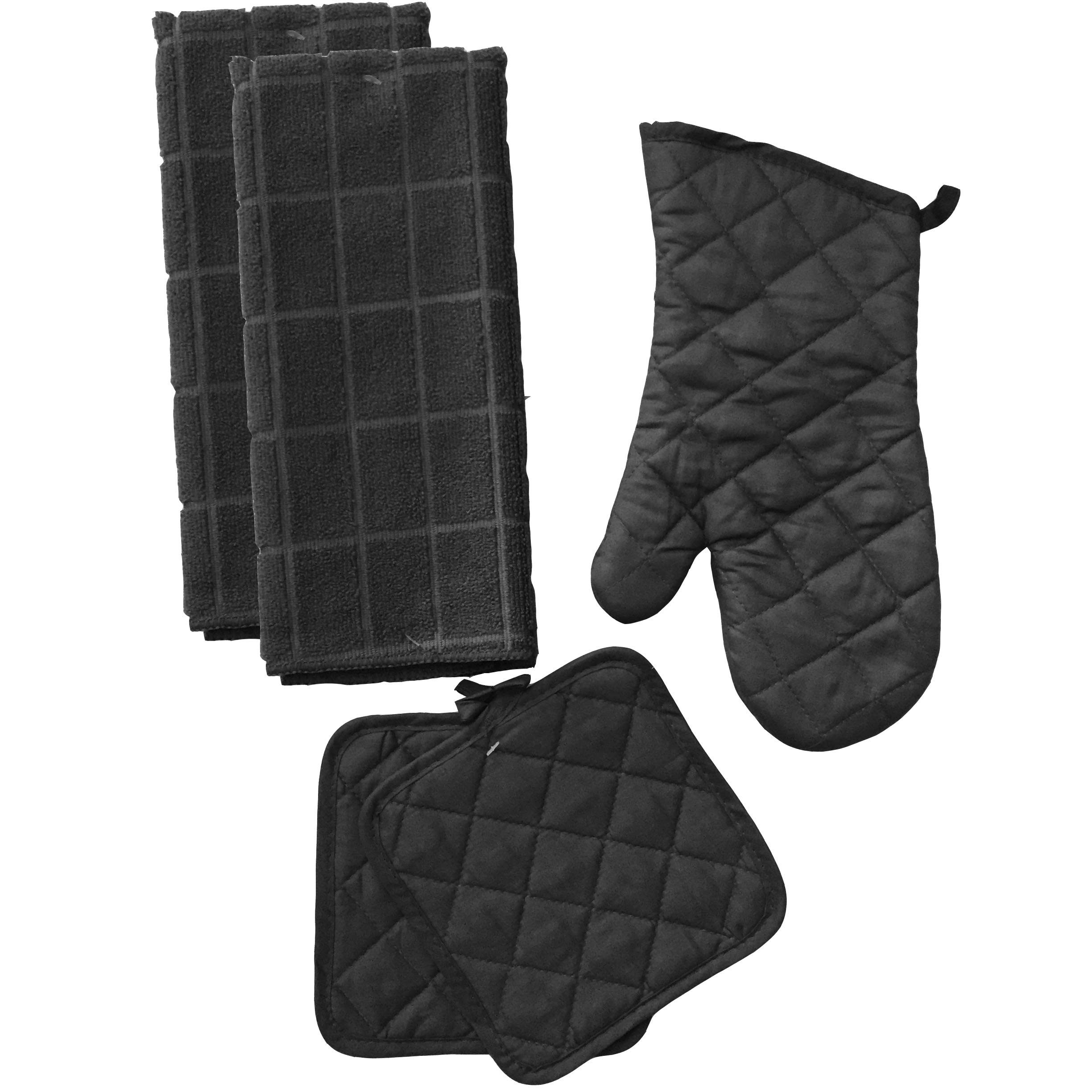 Greenbrier Dublins Treasure Isle Kitchen Linen Set (Includes: one Oven mitt, Two Pot Holders and Two Dish Towels) (Grey)