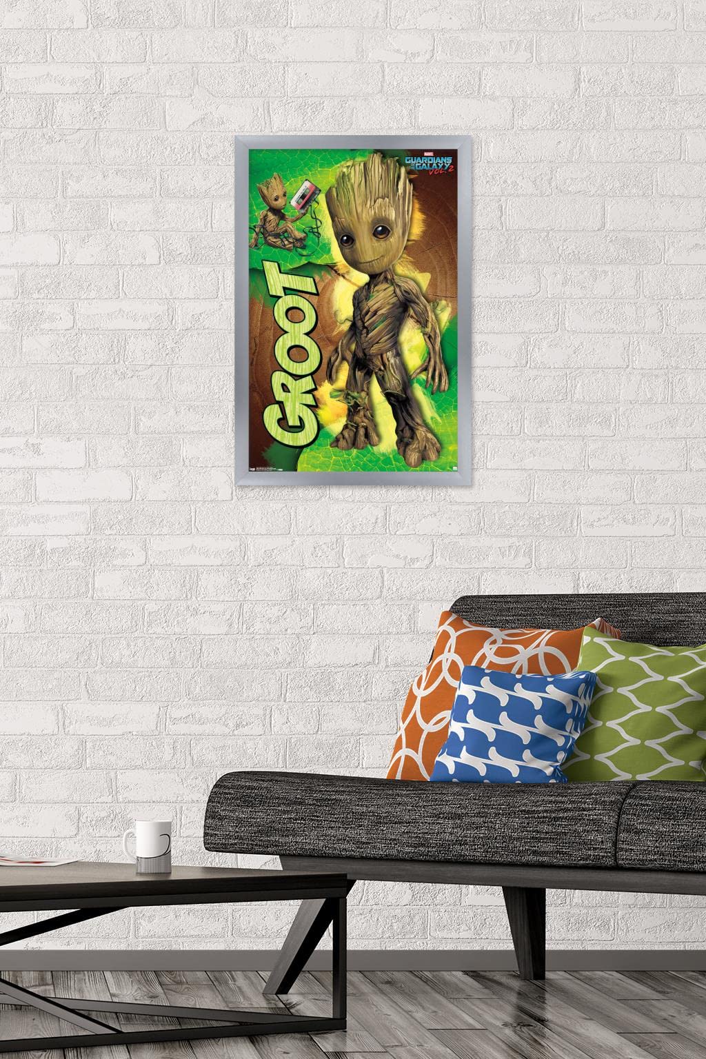 Trends International Marvel Cinematic Universe - Guardians Of The Galaxy 2 - Groot Wall Poster, 14.725'' X 22.375'', Silver Fram