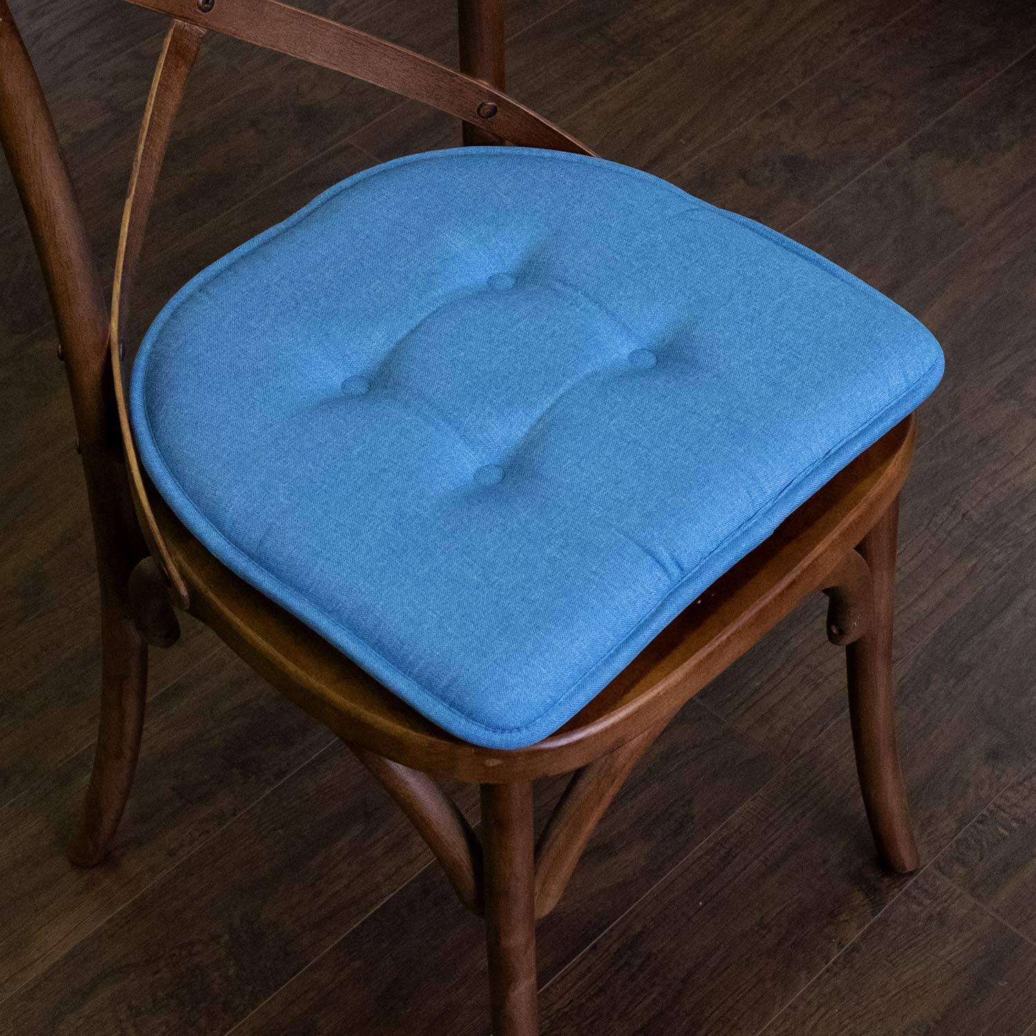 Sweet Home Collection Chair Cushion Memory Foam Pads Tufted Slip Non Skid Rubber Back U-Shaped 17'' X 16'' Seat Cover, Turquoise