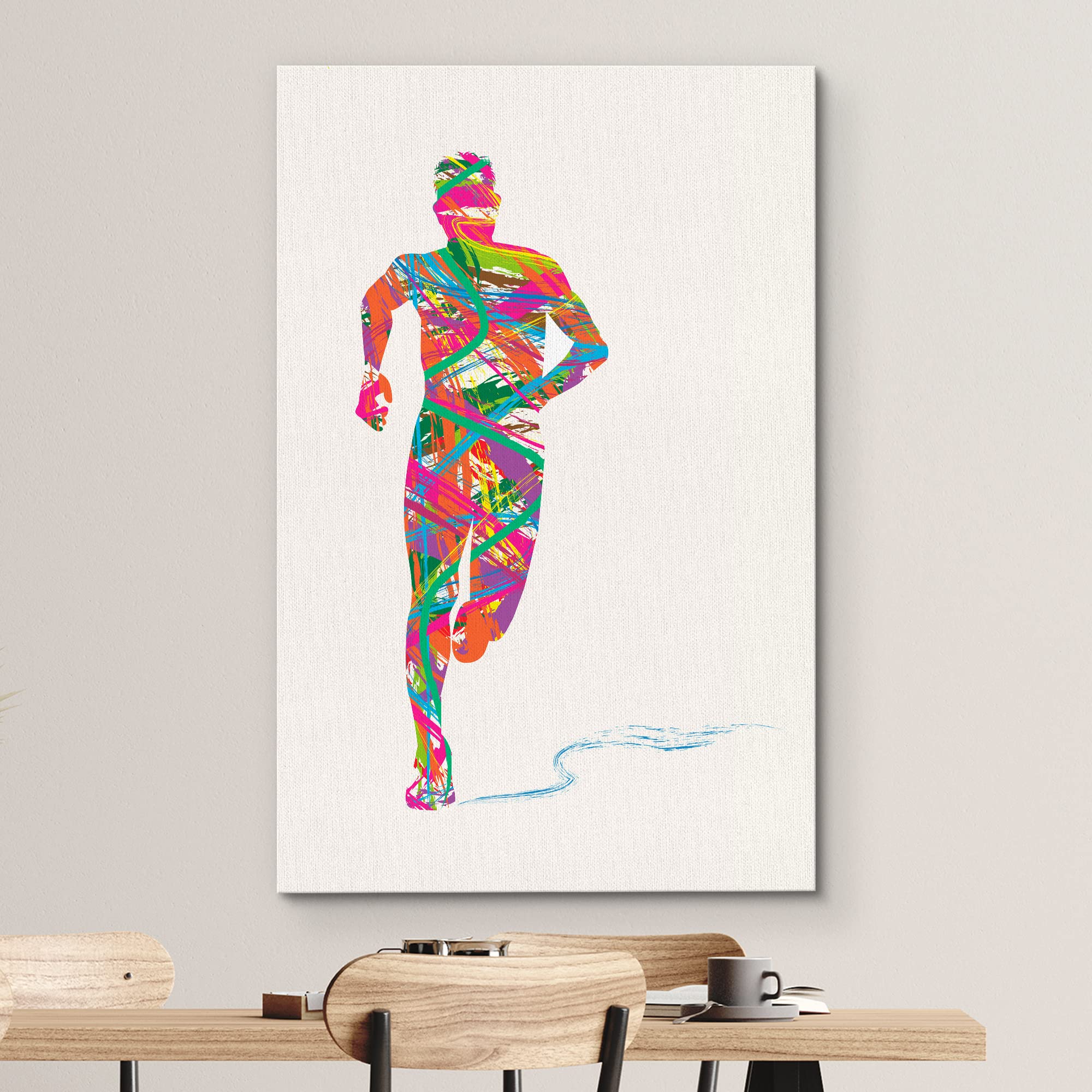 Wall26 Canvas Print Wall Art Rainbow Explosion Paint Stroke Runner Sports Athletes Digital Art Modern Art Rustic Scenic Urban Ex