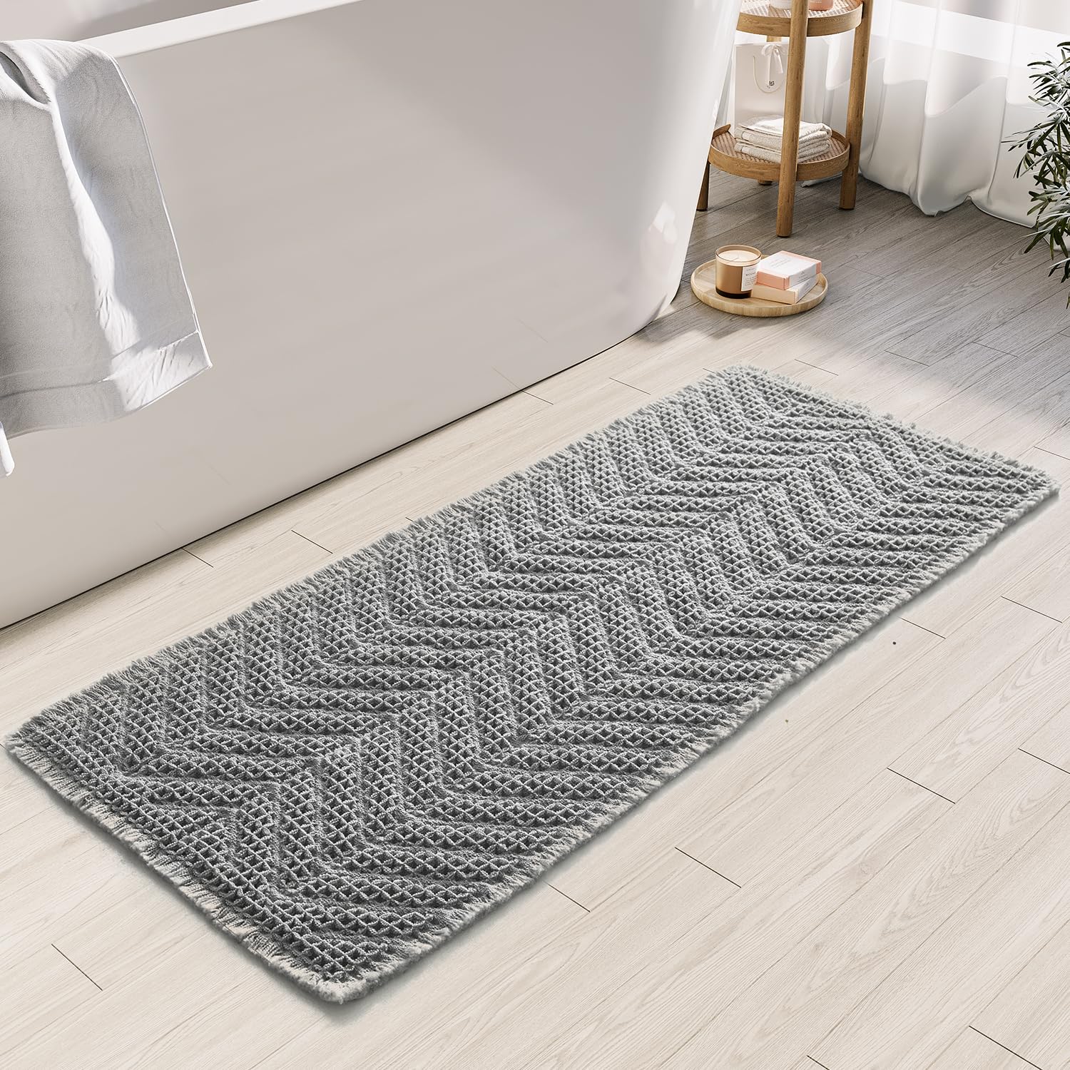 Bululom Bath Matts For Bathroom,Upgraded Waffle Super Absorbent Bath Mat,Bathroom Rugs Non Slip Washable, Quick Dry Shower Mats,