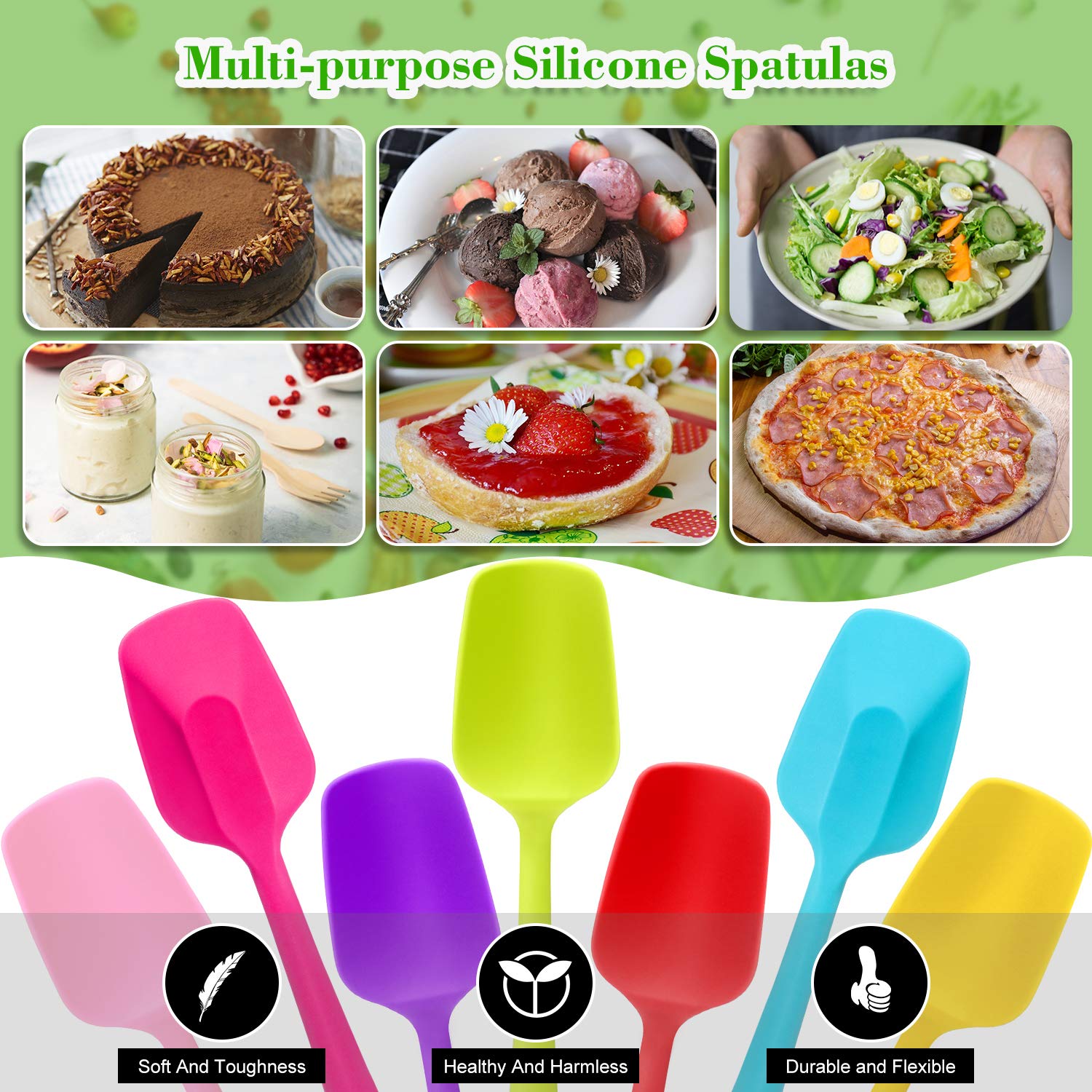 Patelai Silicone Spatulas, 7 Pieces 8.2 Inch Small Rubber Spoon Spatula Non Stick Kitchen Spatulas Heat Resistant Flexible Scrap