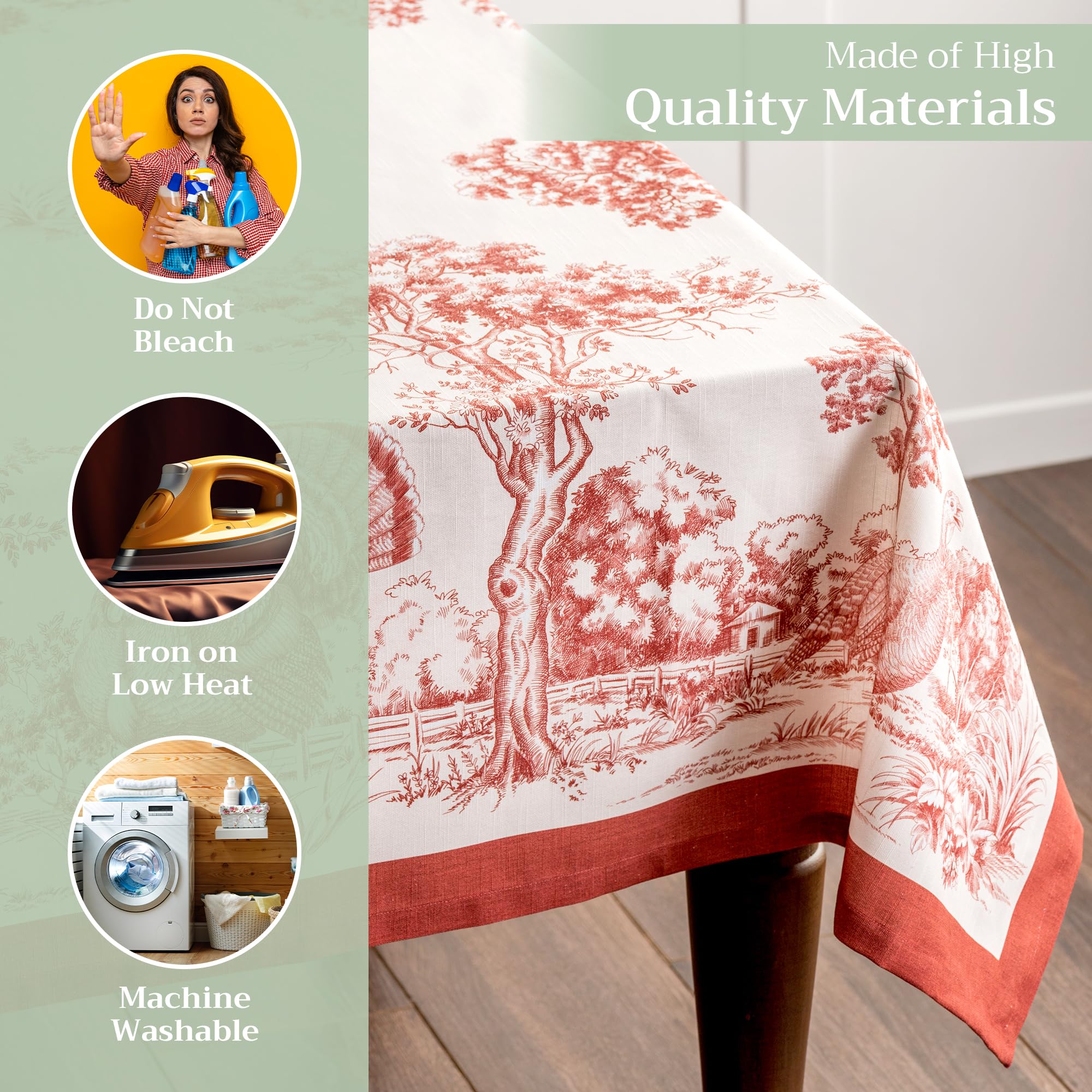 Maison D' Hermine Table Cloth 100% Cotton 60''X90'' Decorative Tablecover Washable Rectangle Tablecloths, Dining, Buffet Parties