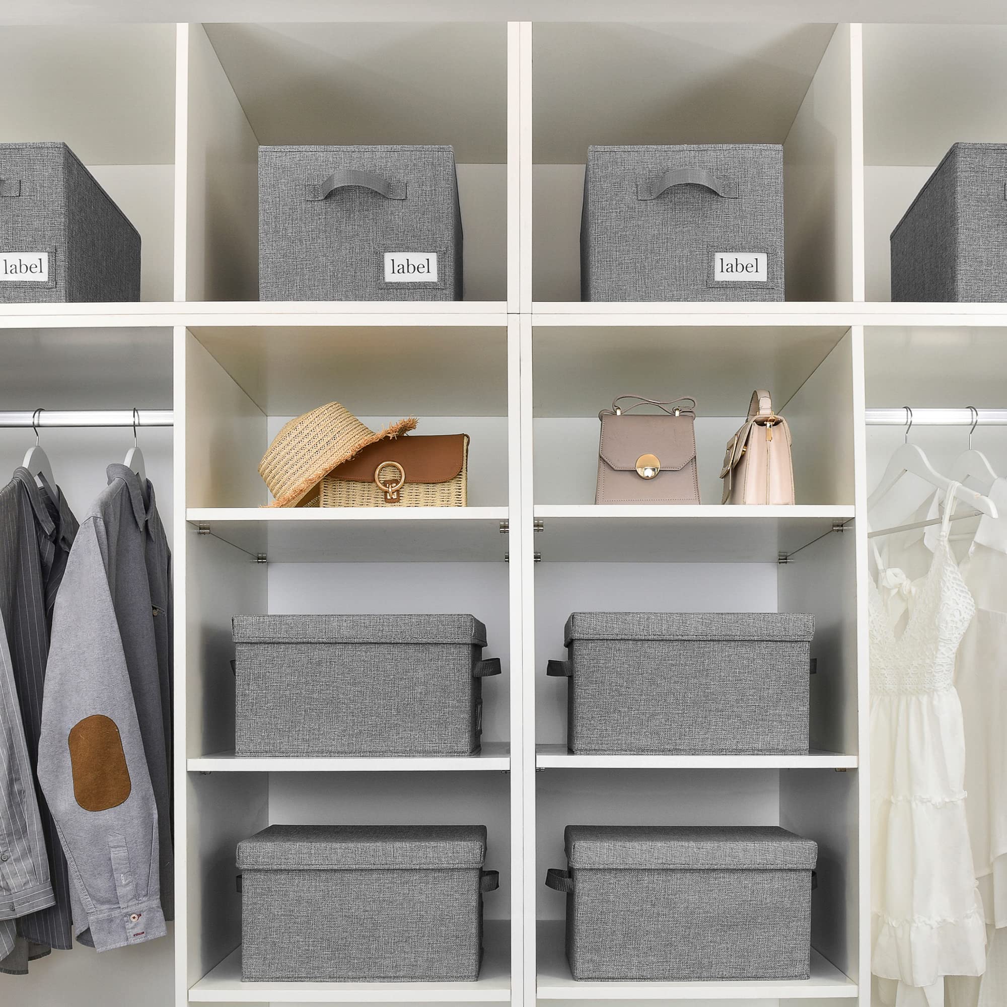 Granny Says Fabric Bins With Lids, Storage Baskets For Closet Organization, Decorative Storage Containers With Label Holder, She