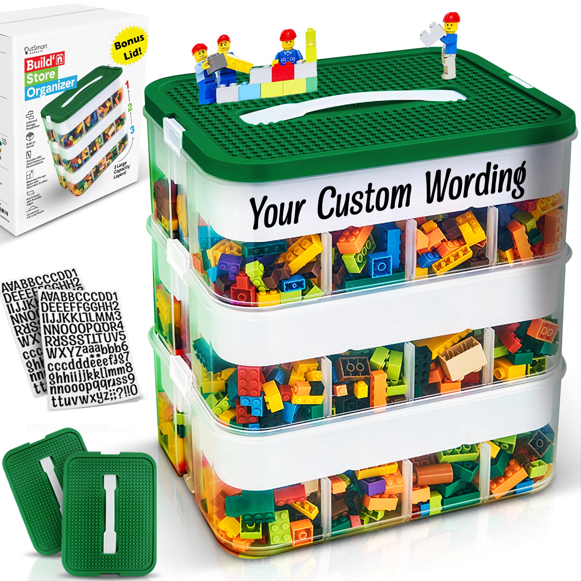 Outsmart Gadgets Plastic Stackable Toy Storage Organizer Bin For Lego, Building Bricks, Dolls And Crafts Organization, 3 Layers