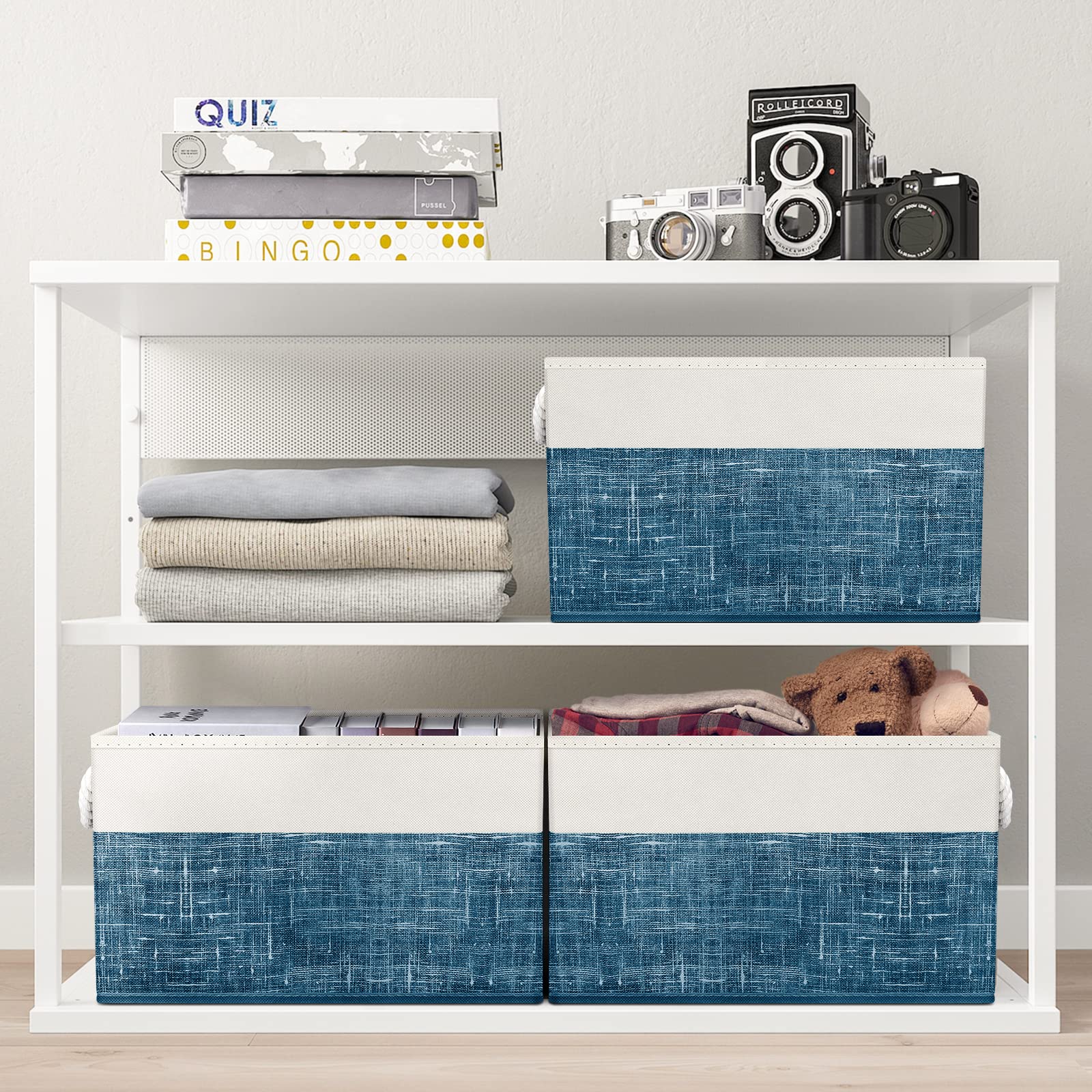 Fab Totes Storage Bins [2-Pack], Foldable Storage Baskets For Organizing Toys, Books, Shelves, Closet, Large Storage Box With Ro