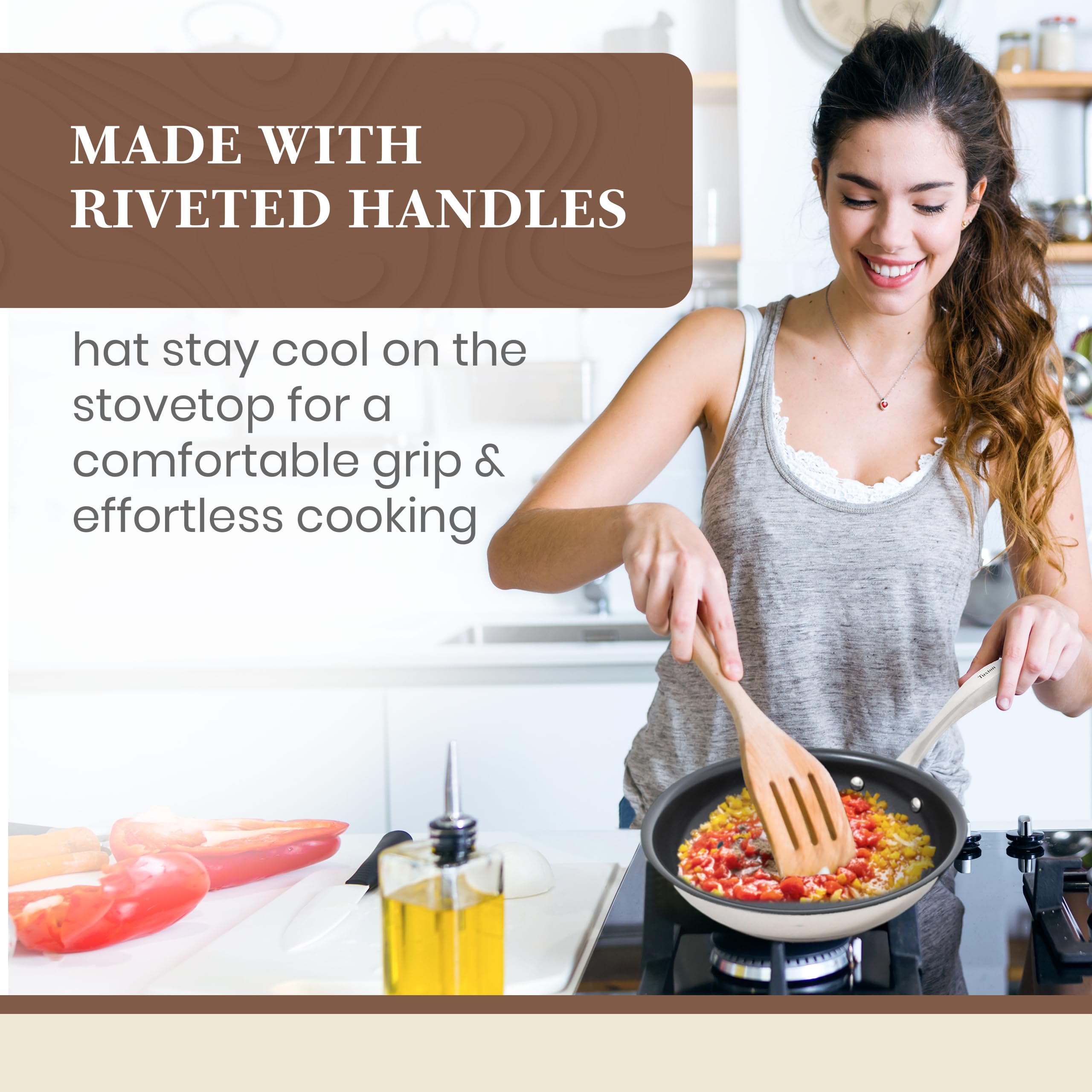 Non Stick Frying Pans - Tuxton Home Concentrix 2-Piece Stainless Steel Pan Set - Stove & Oven Compatible 8-Inch & 11-Inch Cerami