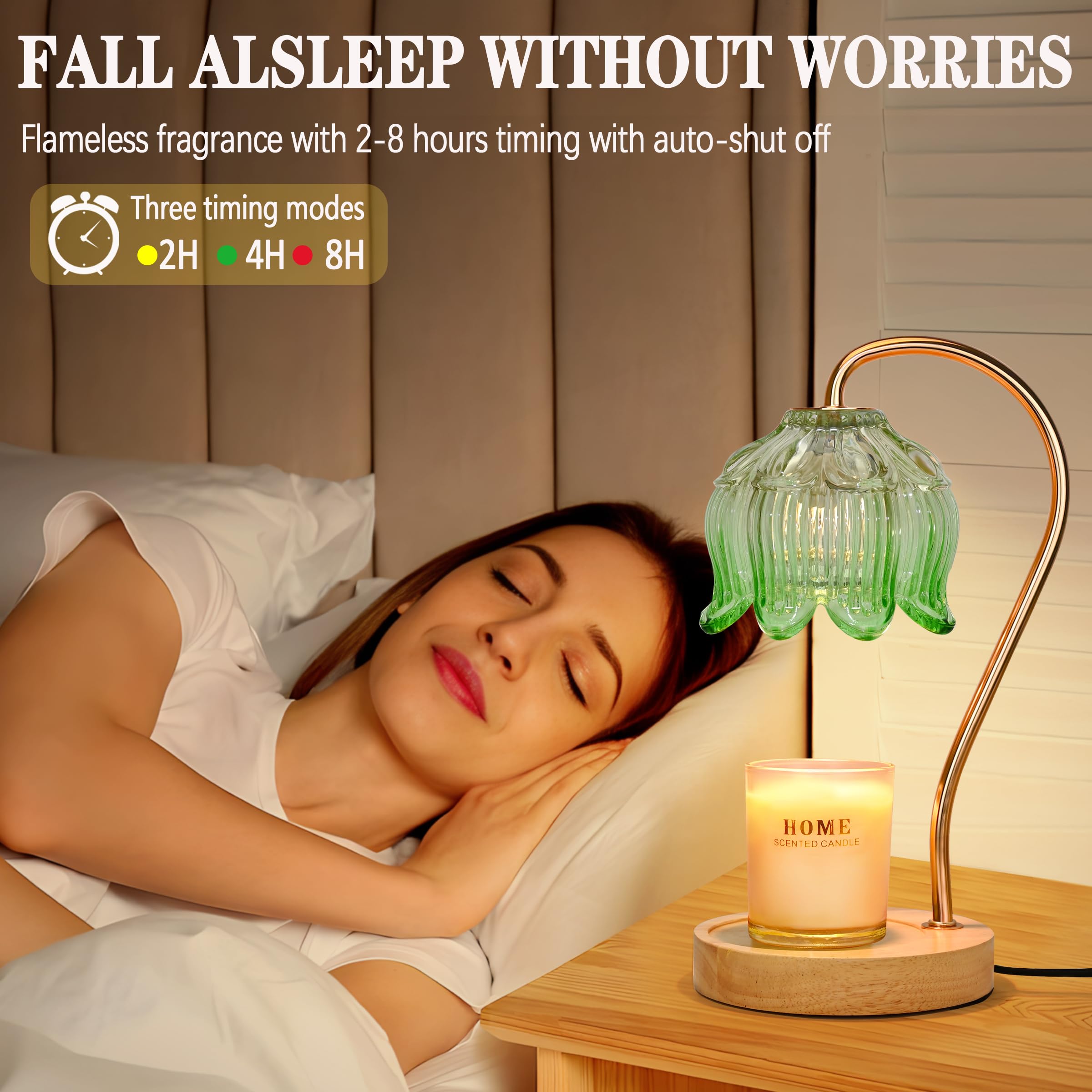 NONVJJ Candle Warmer lamp with Timer Dimmer,Electric Candle Warmer, Vintage Flower Lotus lamp,Compatible with Various Candles, G