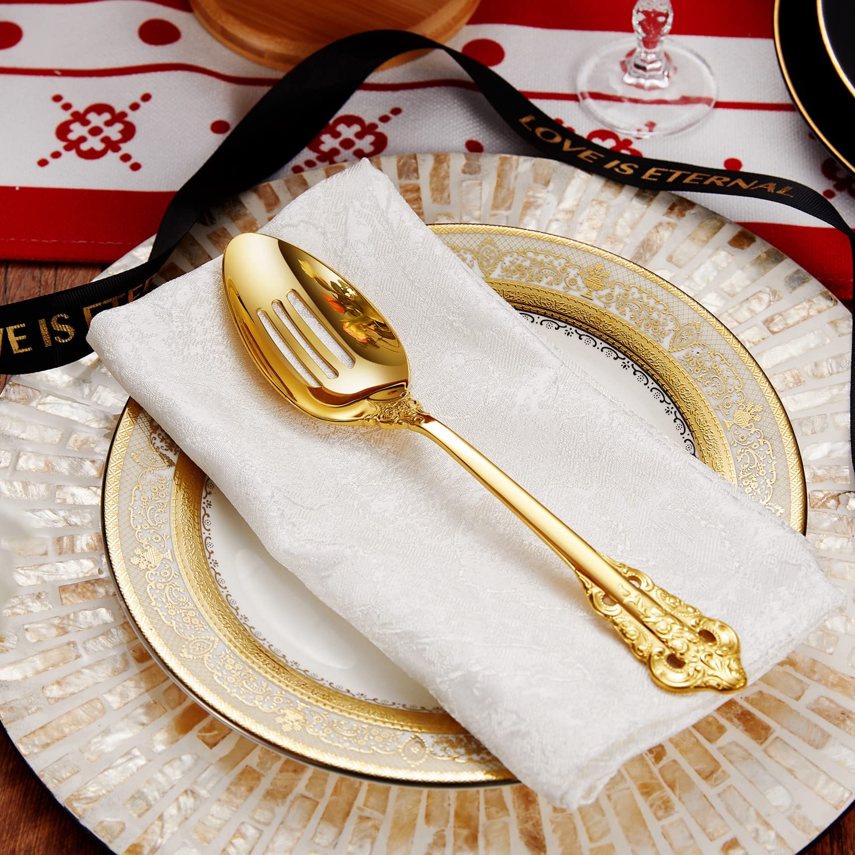 Keawell Gorgeous 5-Piece 18/10 Stainless Steel Hostess Serving Utensil Set, Gold