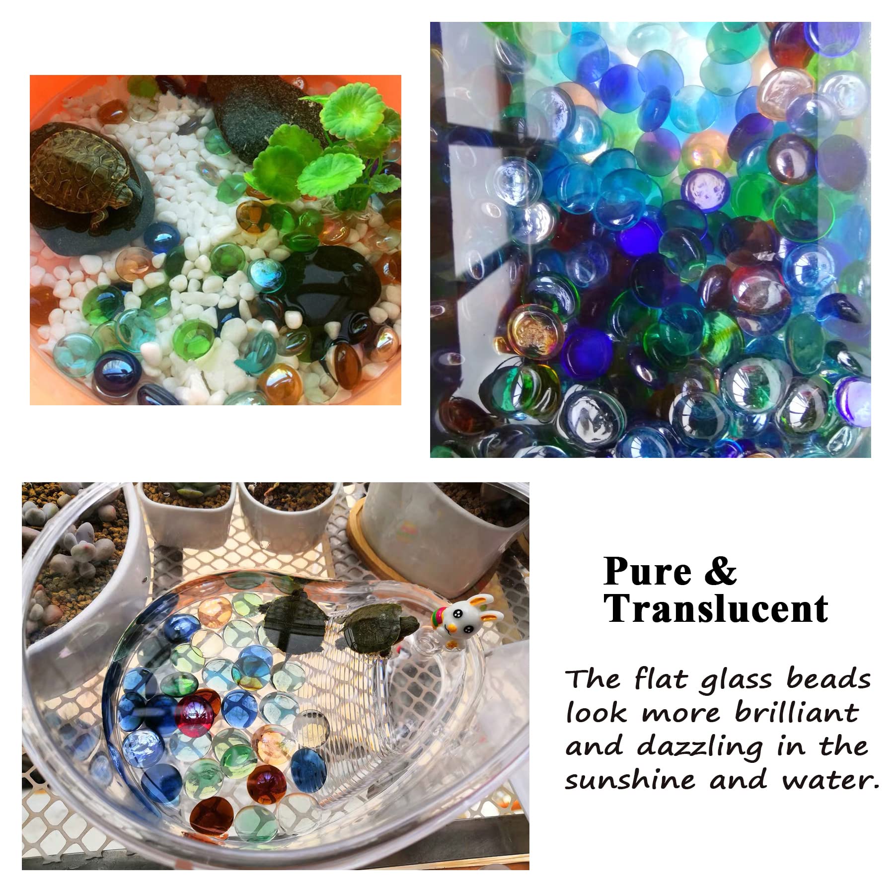 KINGOU Flat Glass Gems/Marbles/Stones/Beads for Vase Filler  Table Scatter  Games - 1 Lbs (17-19mm  Approx. 3/4'')-Green