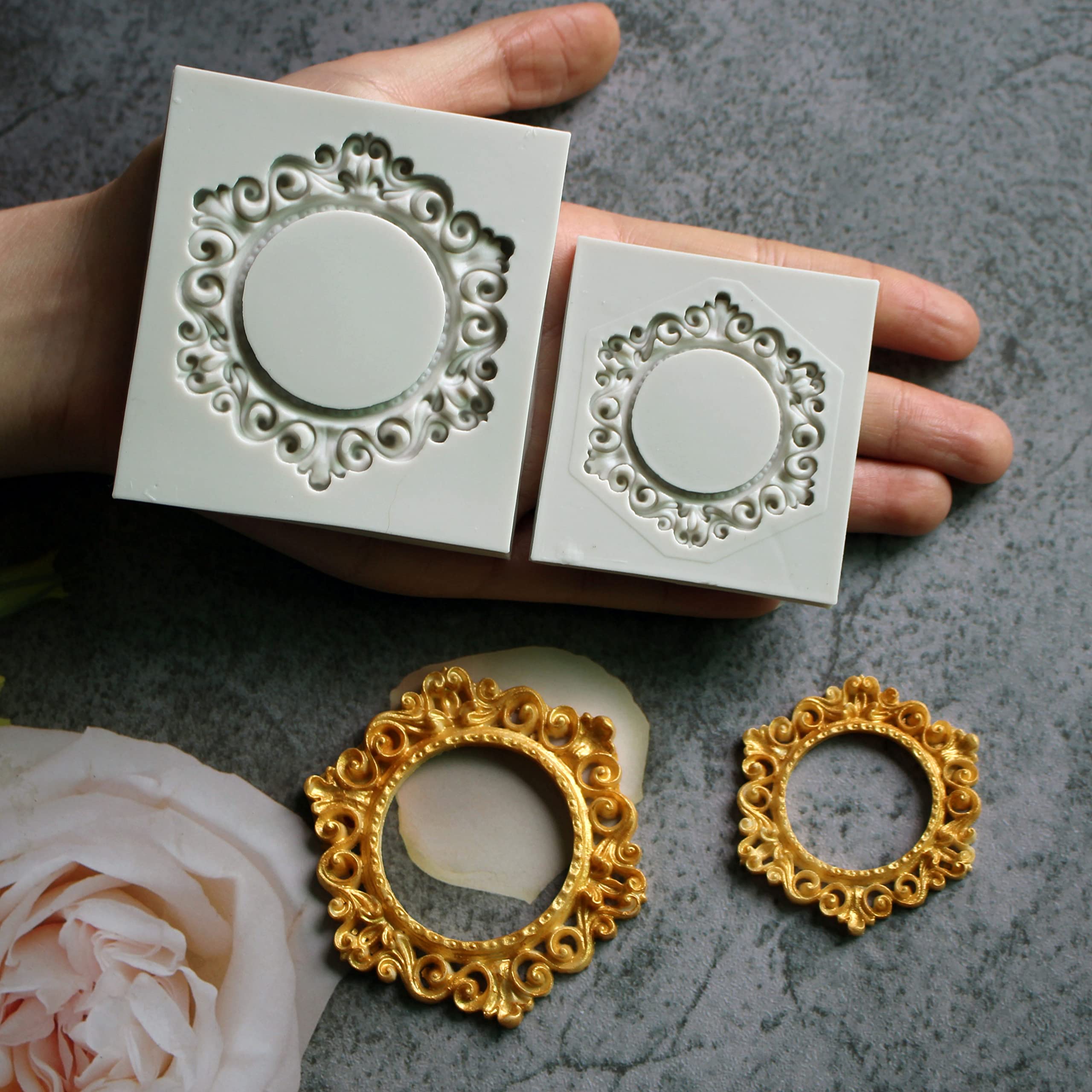 Zhuojie Vintage Lace Frame Silicone Mold Fondant Mould Cake Decorating Tool Chocolate, Gumpaste Mold, Sugarcraft,Kitchen Gadget