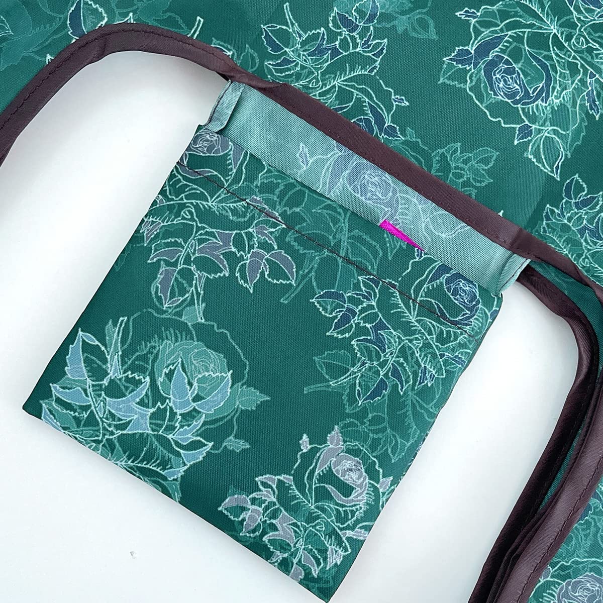 Wrapables Jolibag Collection Reusable Shopping Bag (Set Of 2), Green Rose Shadow