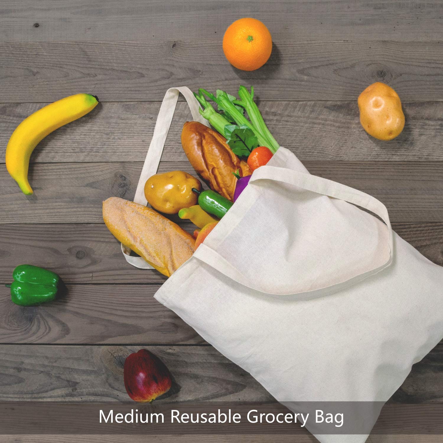 TOPDesign 5 | 12 | 24 | 48 | 192 Pack Economical Cotton Tote Bags, Lightweight Medium Reusable Grocery Shopping Cloth Bags, Suit
