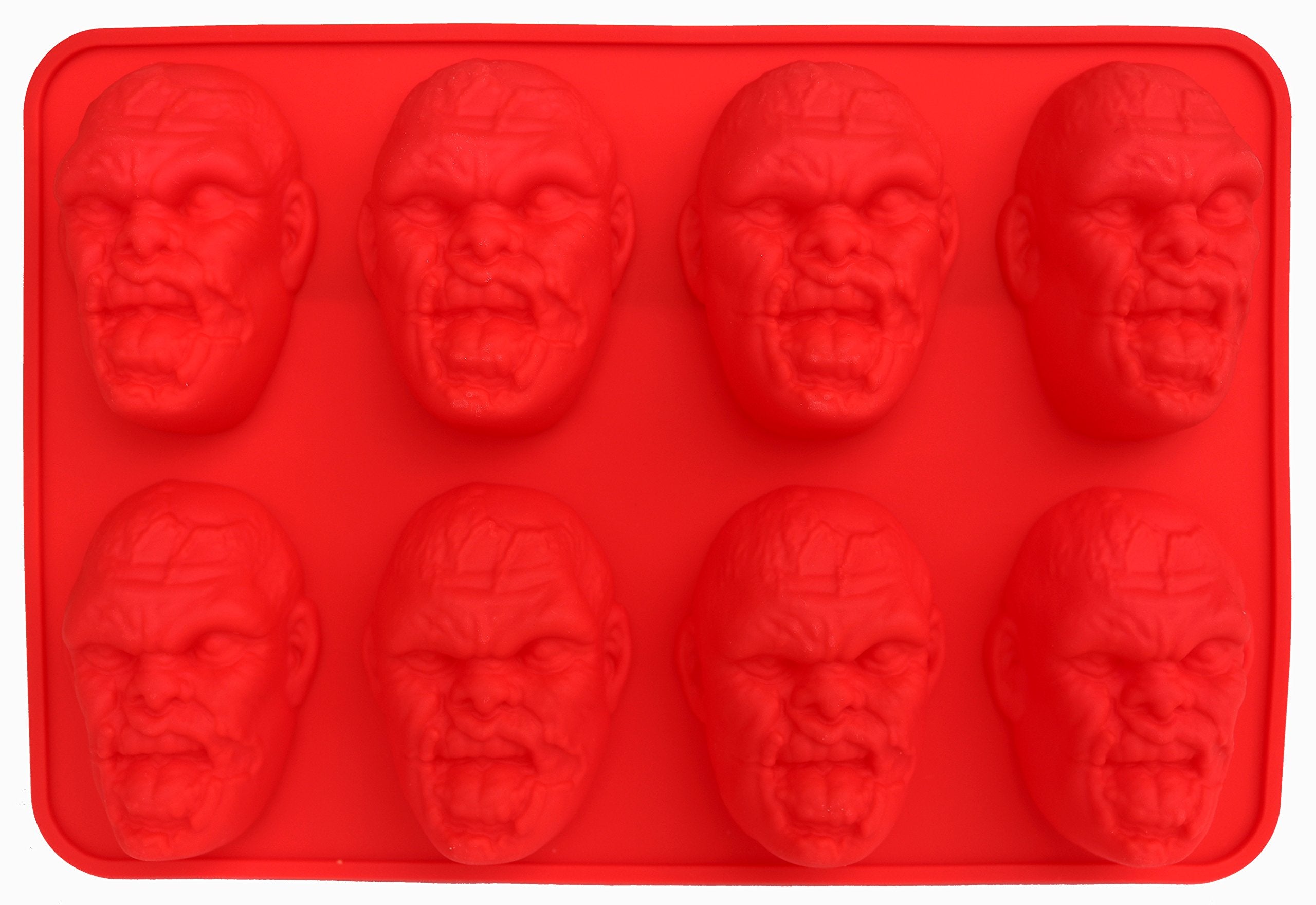 Zombie Head Candy Making Tray By The Modern Gummy, Silicone, 8 Realistic Cavities Per Tray, For Gelatin, Chocolates, Cupcake Top