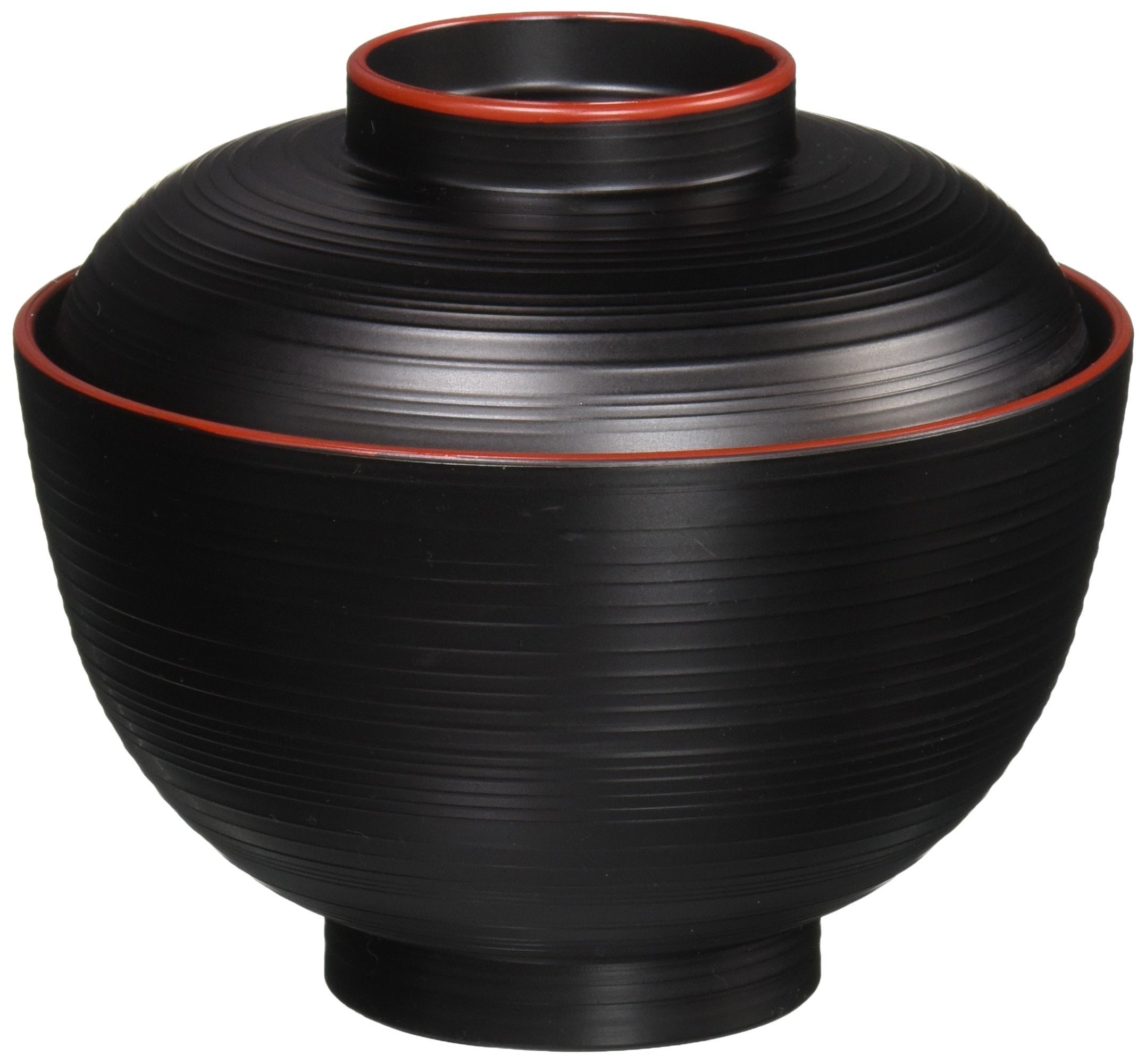 Happy Sales Hswf201B, Japanese Soup Rice Bowl With Lid Black