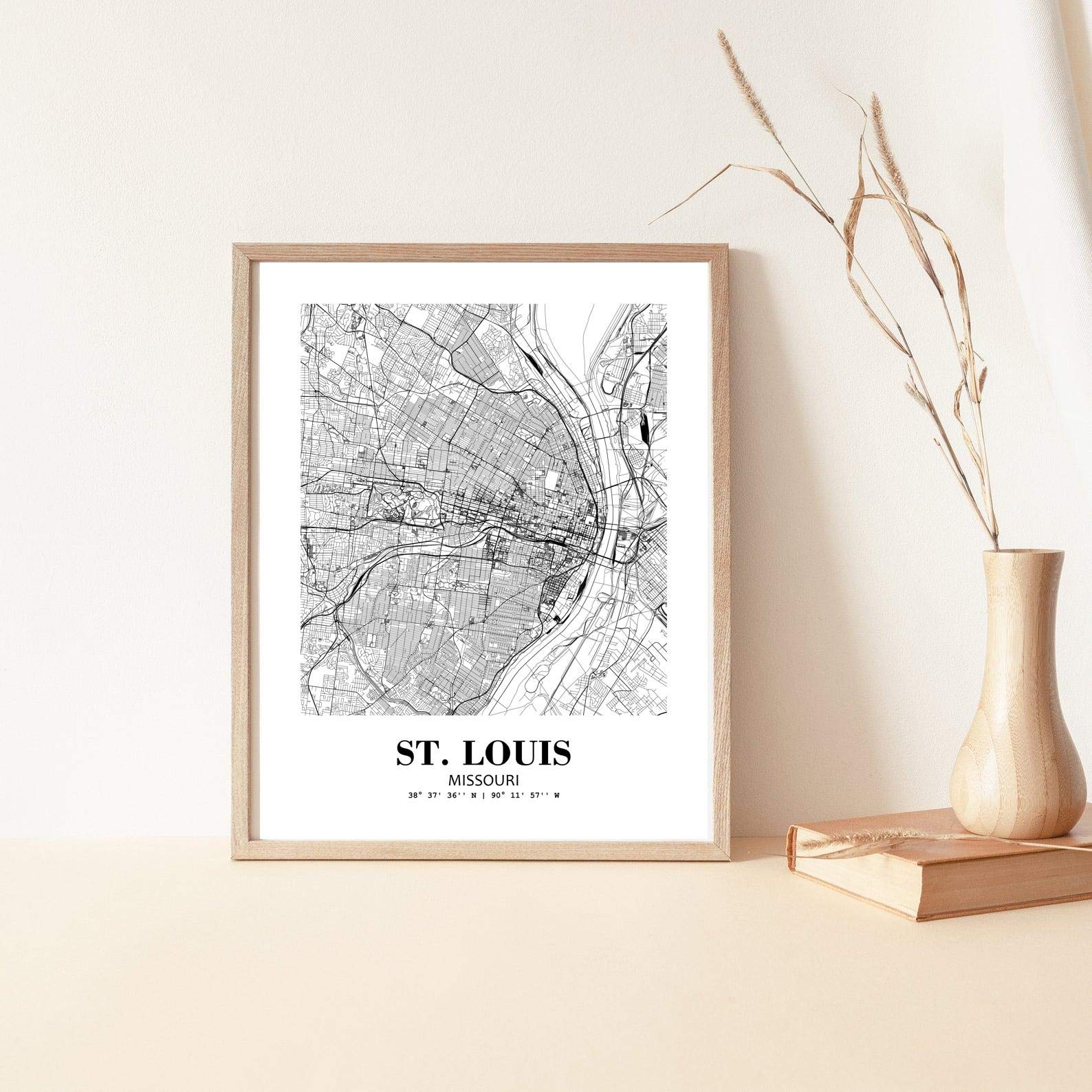 Eleville 11X14 Unframed St. Louis Missouri City View Abstract Road Modern Map Art Print Poster Wall Office Home Decor Minimalist