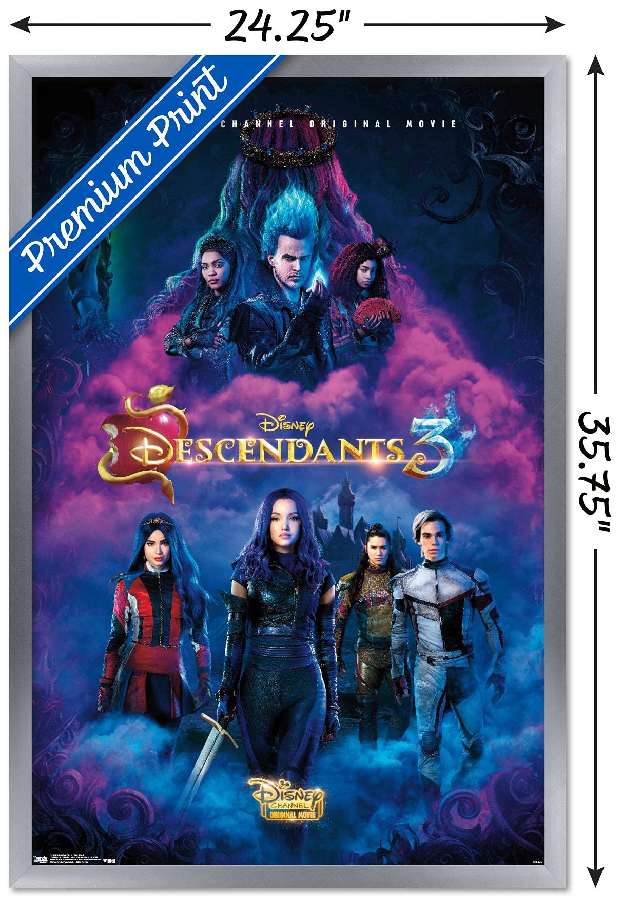 Trends International Disney Descendants 3 - One Sheet Wall Poster, 22.375'' X 34'', Silver Framed Version