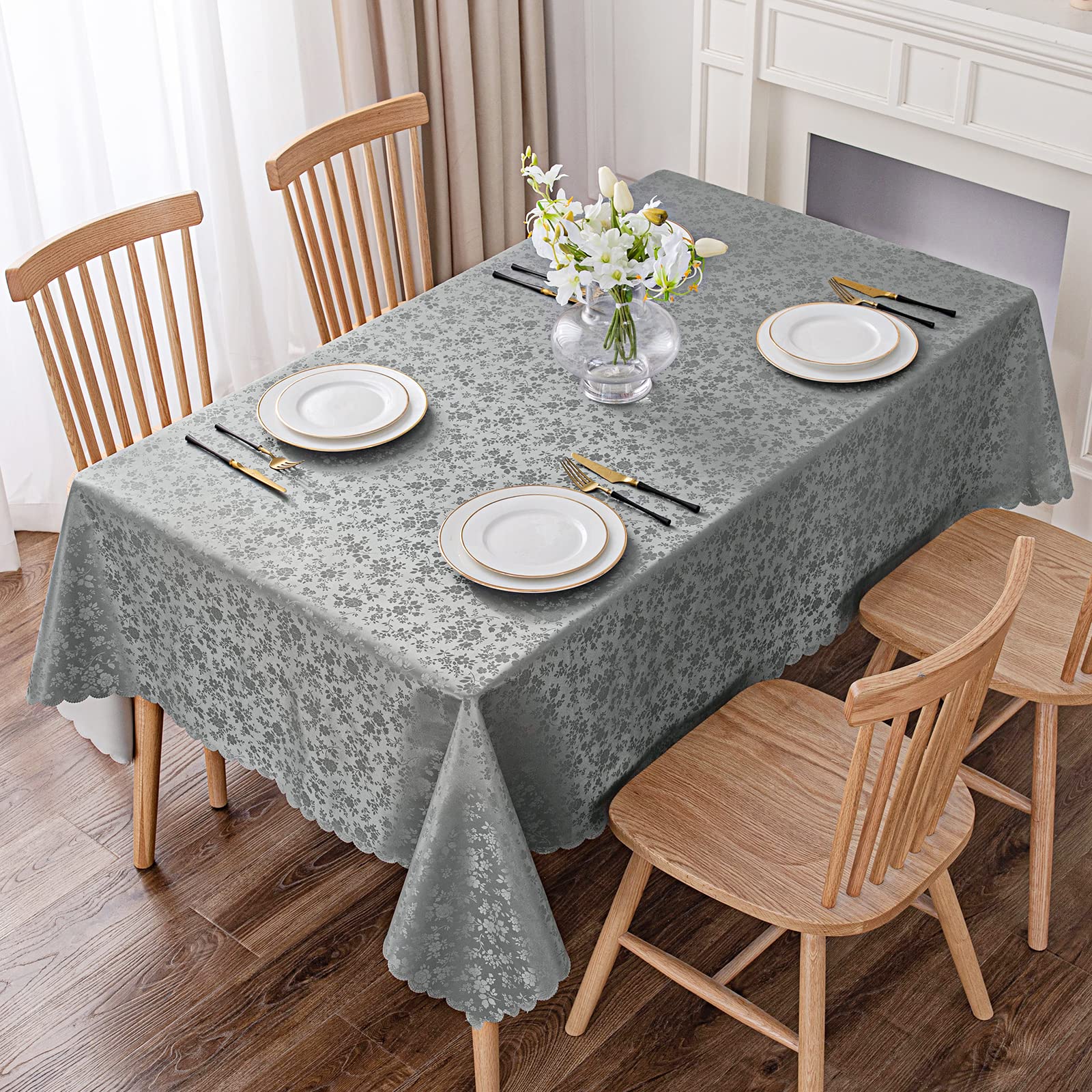 Smiry Rectangle Table Cloth, Waterproof Heavy Duty Vinyl Tablecloths, Wipeable Washable Table Cover For Kitchen And Dining Room