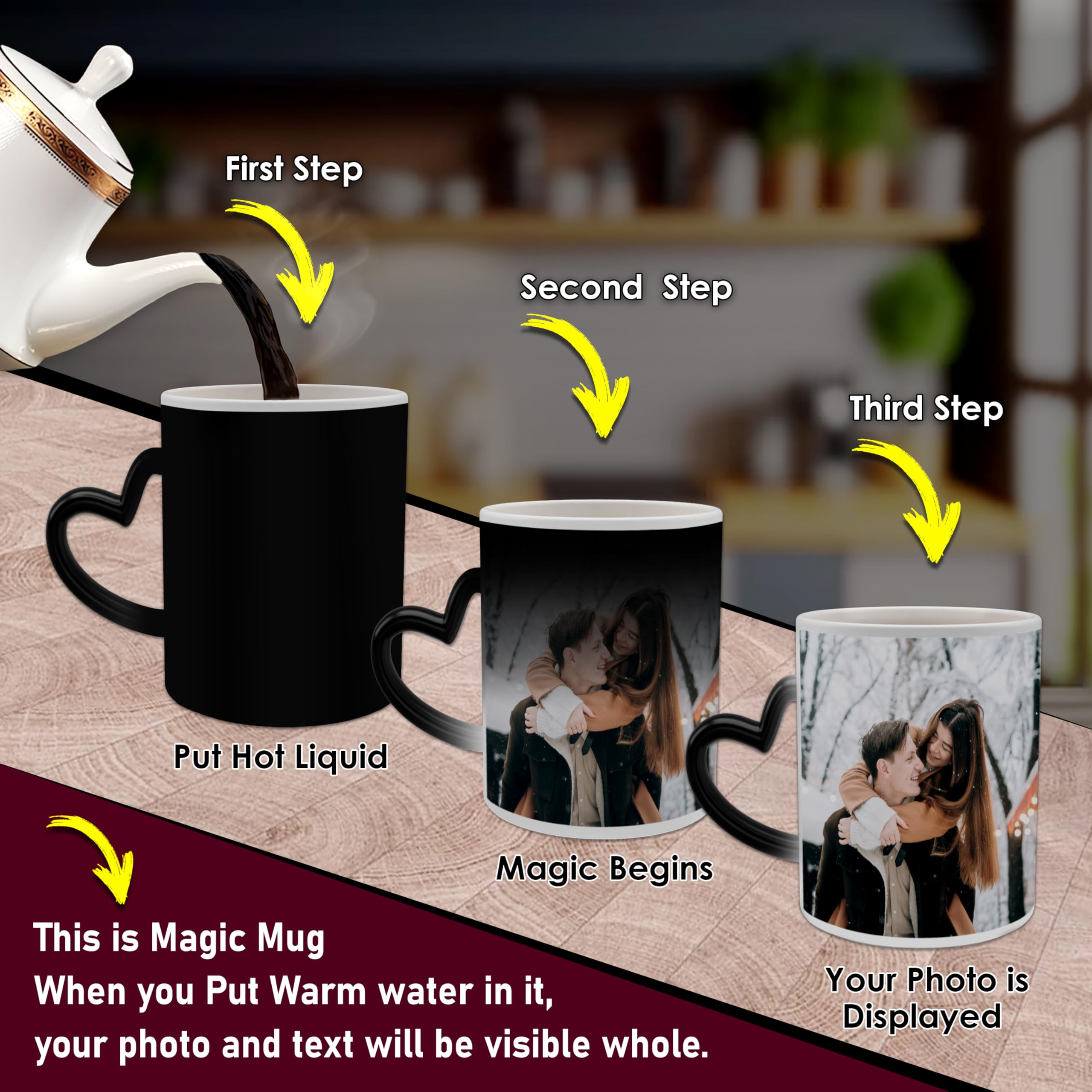 K1Gifts Personalized Gift Custom Photo Quote Name Wish Ceramic Magic Mug For ValentineS Day Birthday Gift, Anniversary Gift Etc