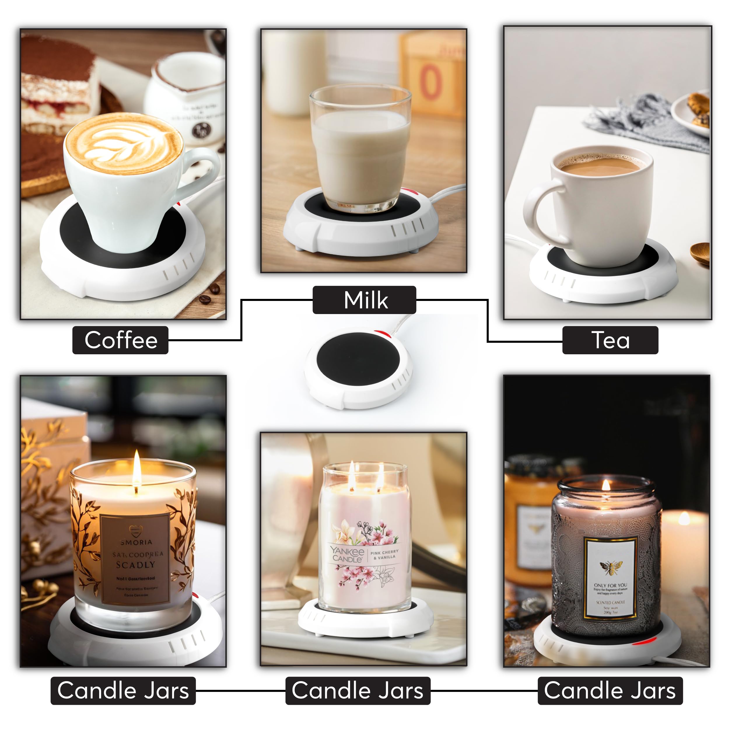 Candle Warmer Plate Safely Releases Scents Without A Flame- Used As Candle Jar Warmer, Candle Melter, Coffee Warmer, Mug Warmer,