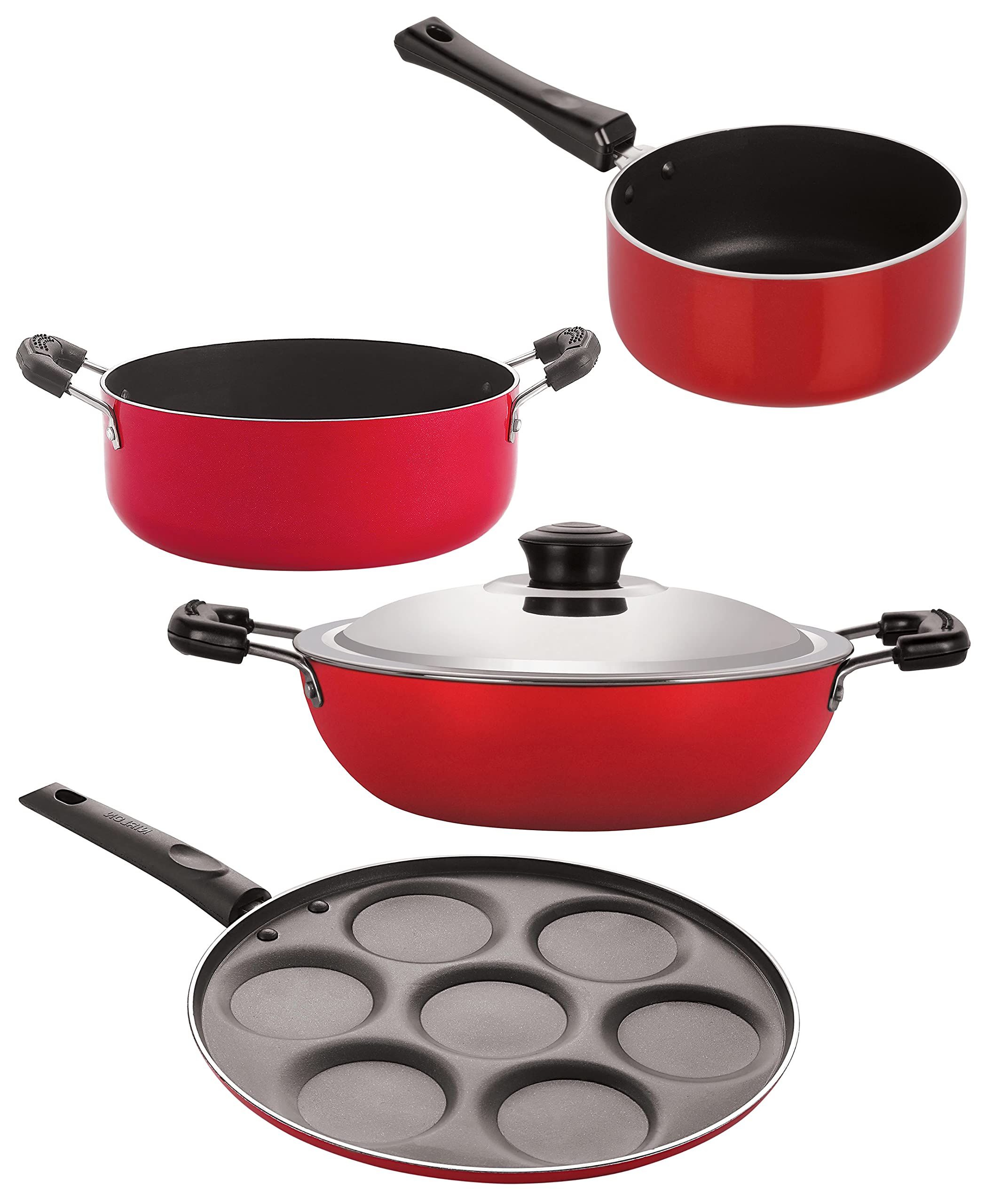 Nirlon Gas Compatible Non Stick Aluminium Cookware Set Of 4 Pieces (Dkd(M)_Sp(B)_Up7_Cs24)
