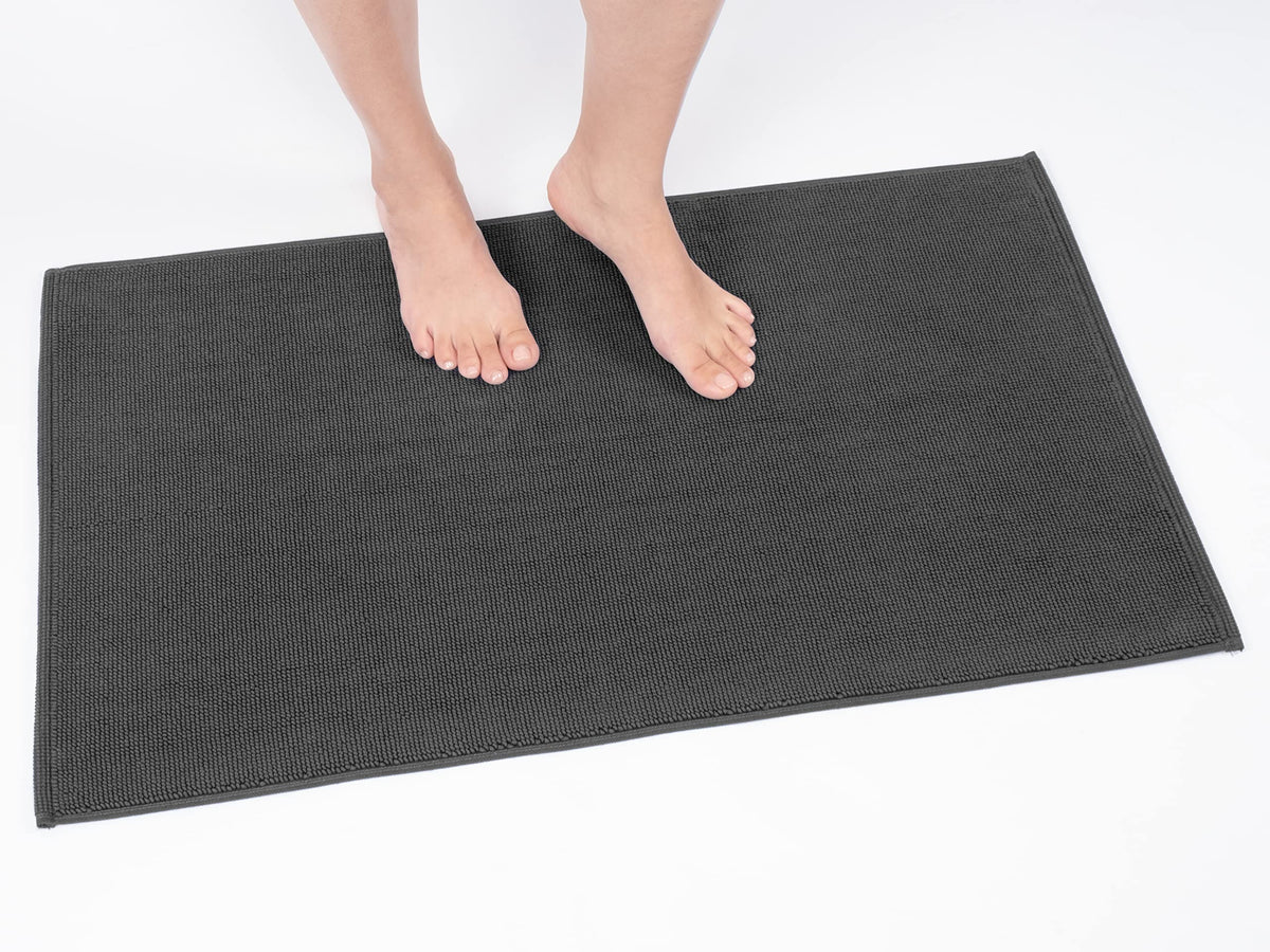 Cotton Paradise Bath Rug For Bathroom, 17X24 Inch 100% Cotton Non Slip Bath Mat Rug, Soft Absorbent Machine Washable, Dark Gray