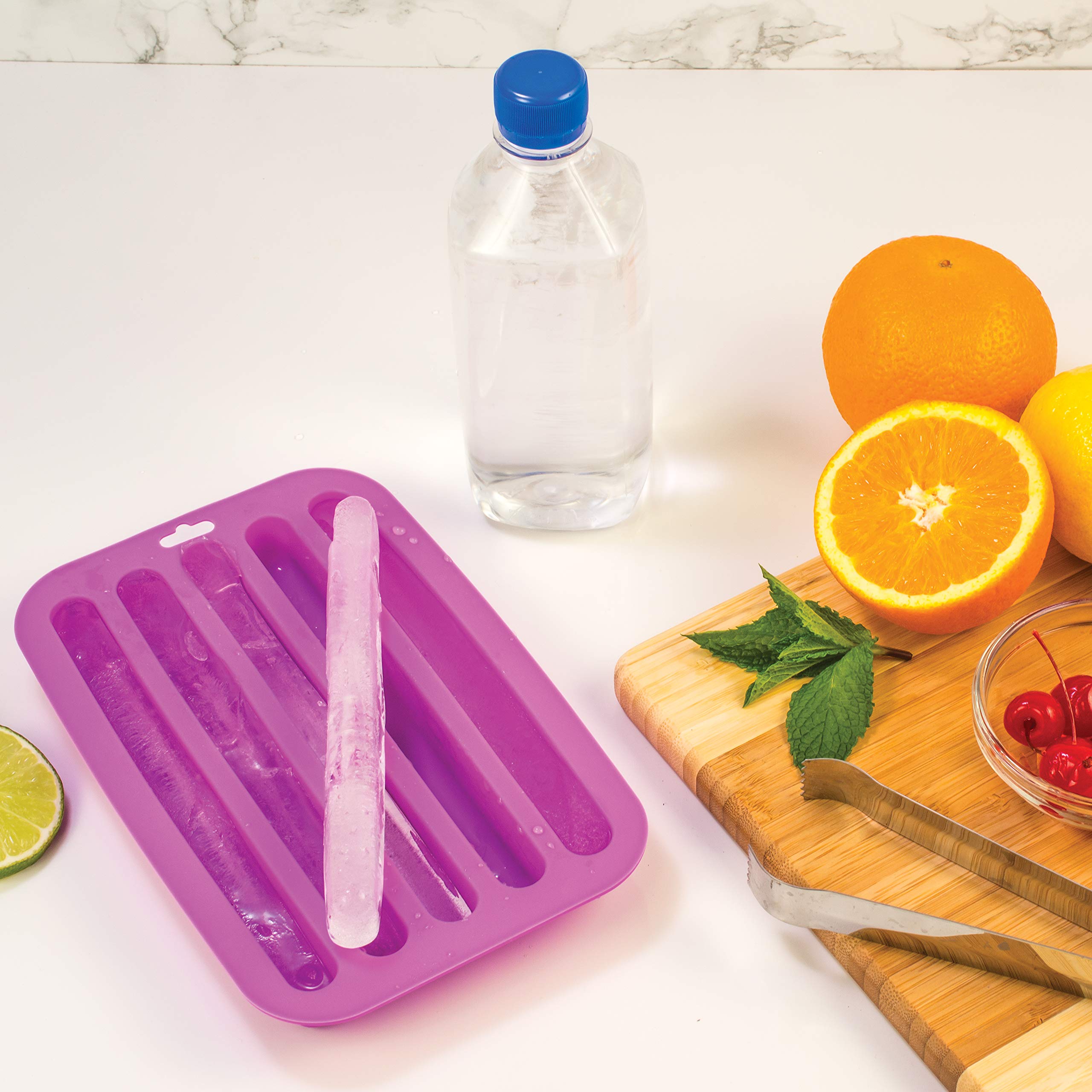 Hic Kitchen Silicone Water Bottle Ice Sticks Tray, Chocolate Candy Baking Craft Mold, Non-Stick, Heat-Resistant, Makes 5 Ice Sti