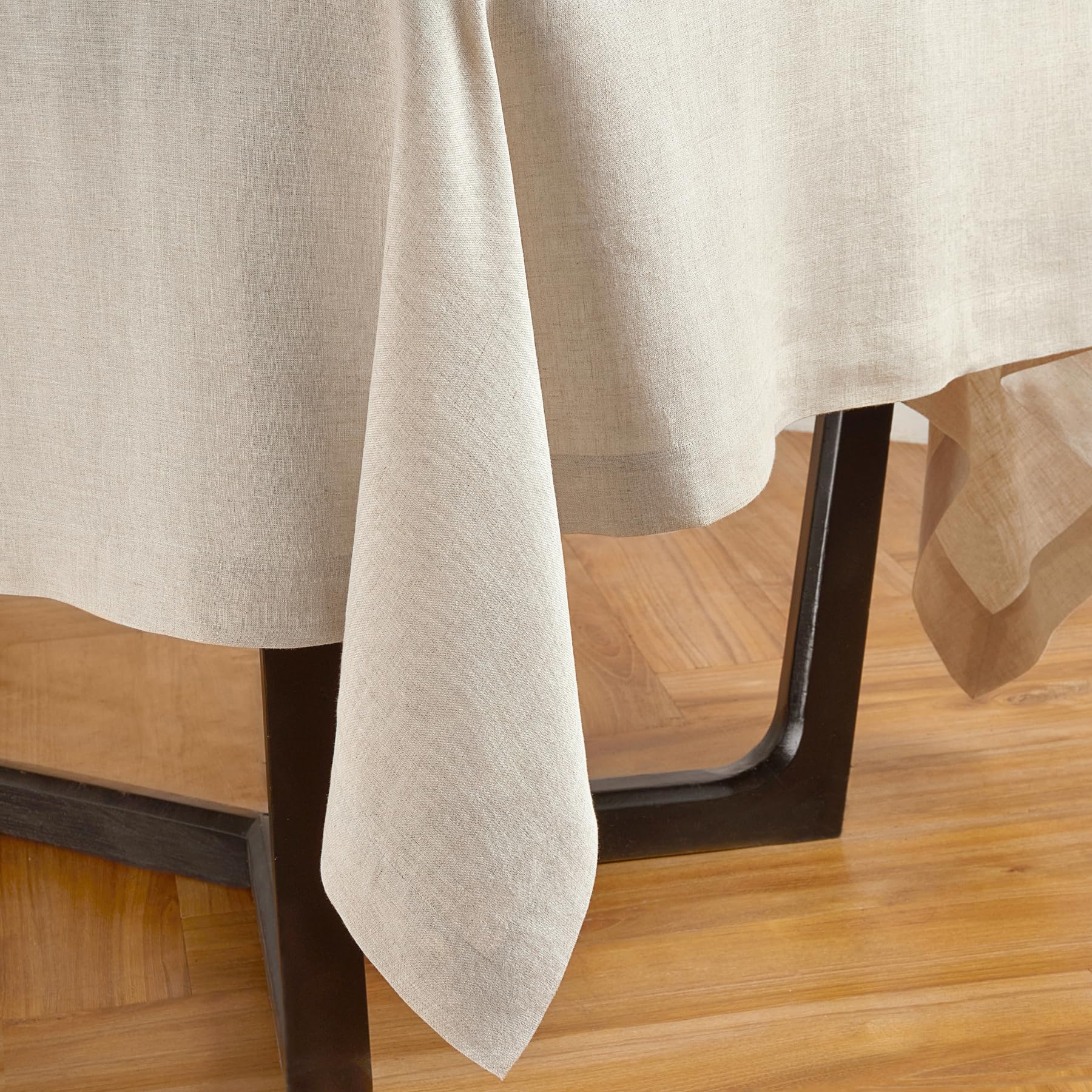 Solino Home Flax Linen Tablecloth 132'' L X 70'' W Inch - Sonoma, 100% Pure Linen Prewashed Table Cloth For Rectangle Tables - M