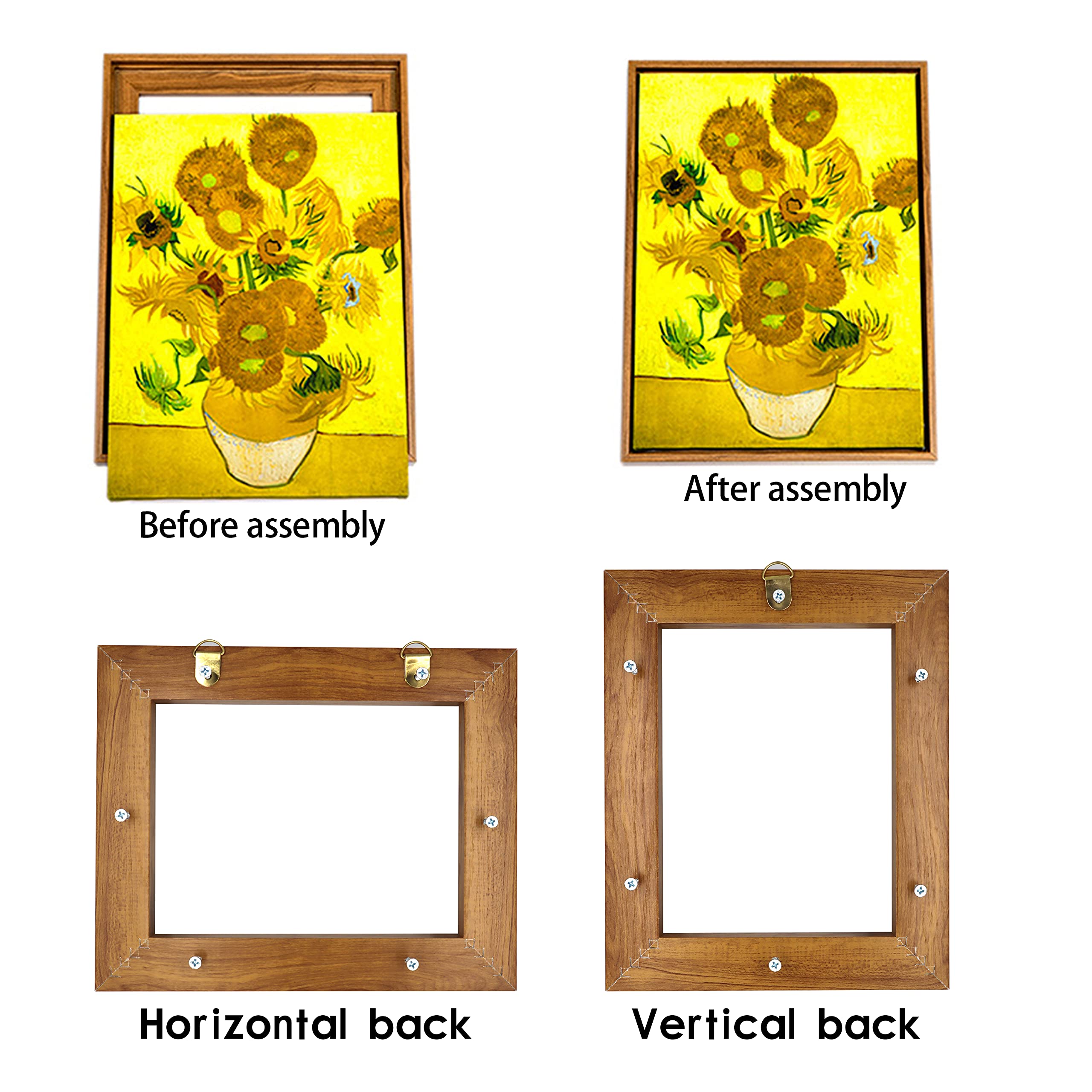 Texas Art Floater Frame for Finished Canvas 1.25 Depth Custom Kit Stretched Picture Oil Paintings Artwork Floating Wall Decor Canvas  White  11 in x 14