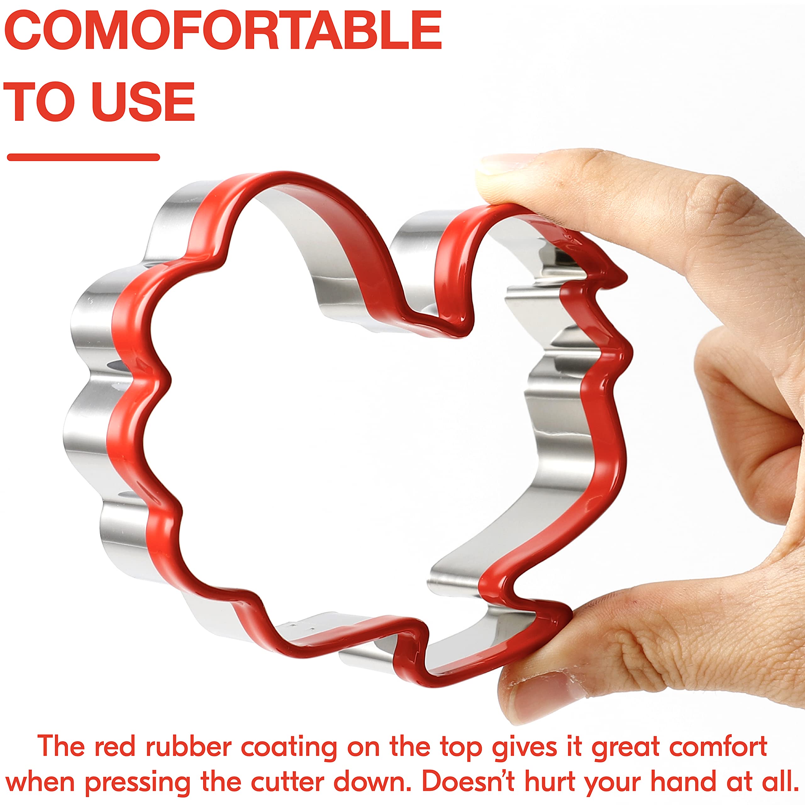 Cookieque 2Pcs Turkey Cookie Cutters 4.5'' 3.5'', Food-Grade Stainless Steel Fall Thanksgiving Cookie Cutter Set, Biscuit Cutter