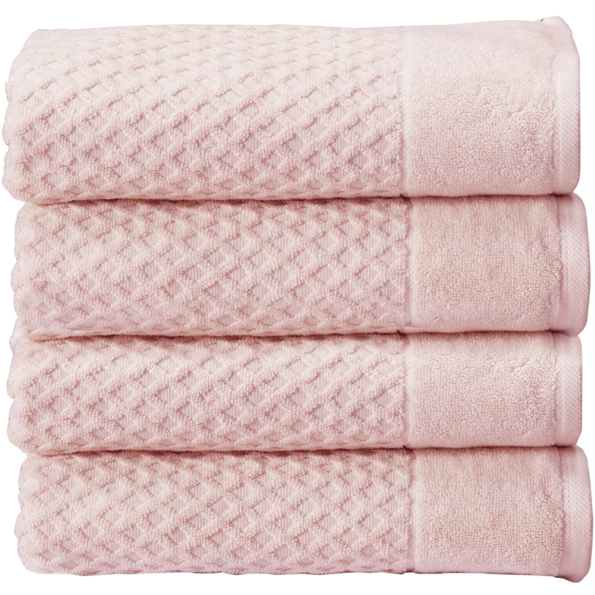 Great Bay Home 100% Cotton Pink Bath Towel Set  4 Soft Bath Towels (30 X 52 Inches)  Highly Absorbent, Quick Dry Bath Towels  Gr