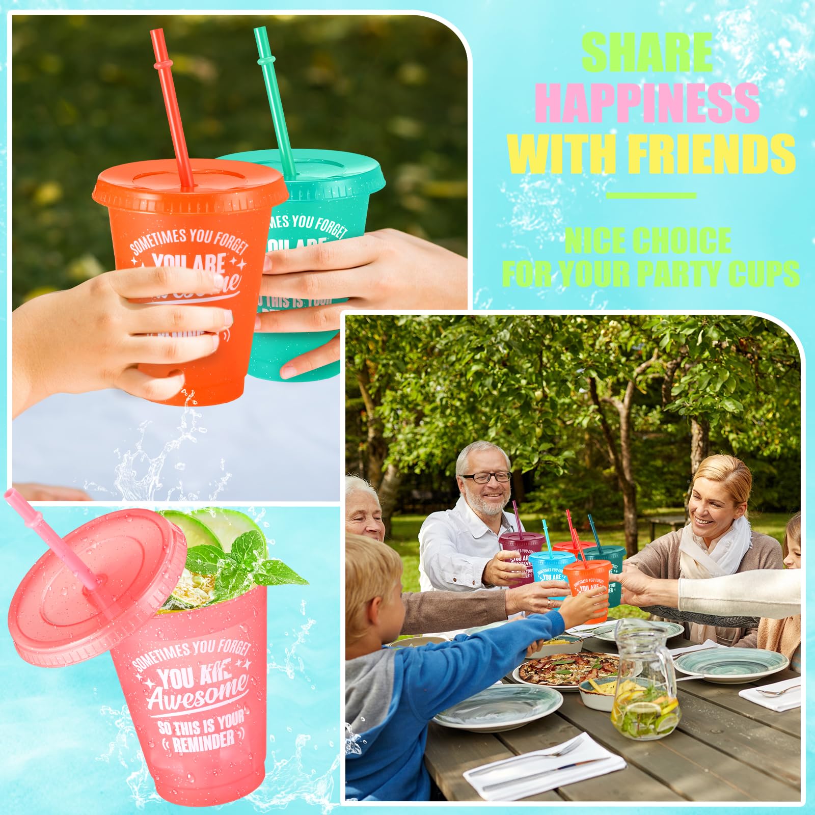 Foldtier 36 Pcs Back To School Gifts For Students Inspirational Plastic Cups Bulk With Lid Straw 16 Oz Reusable Tumbler Thank Yo