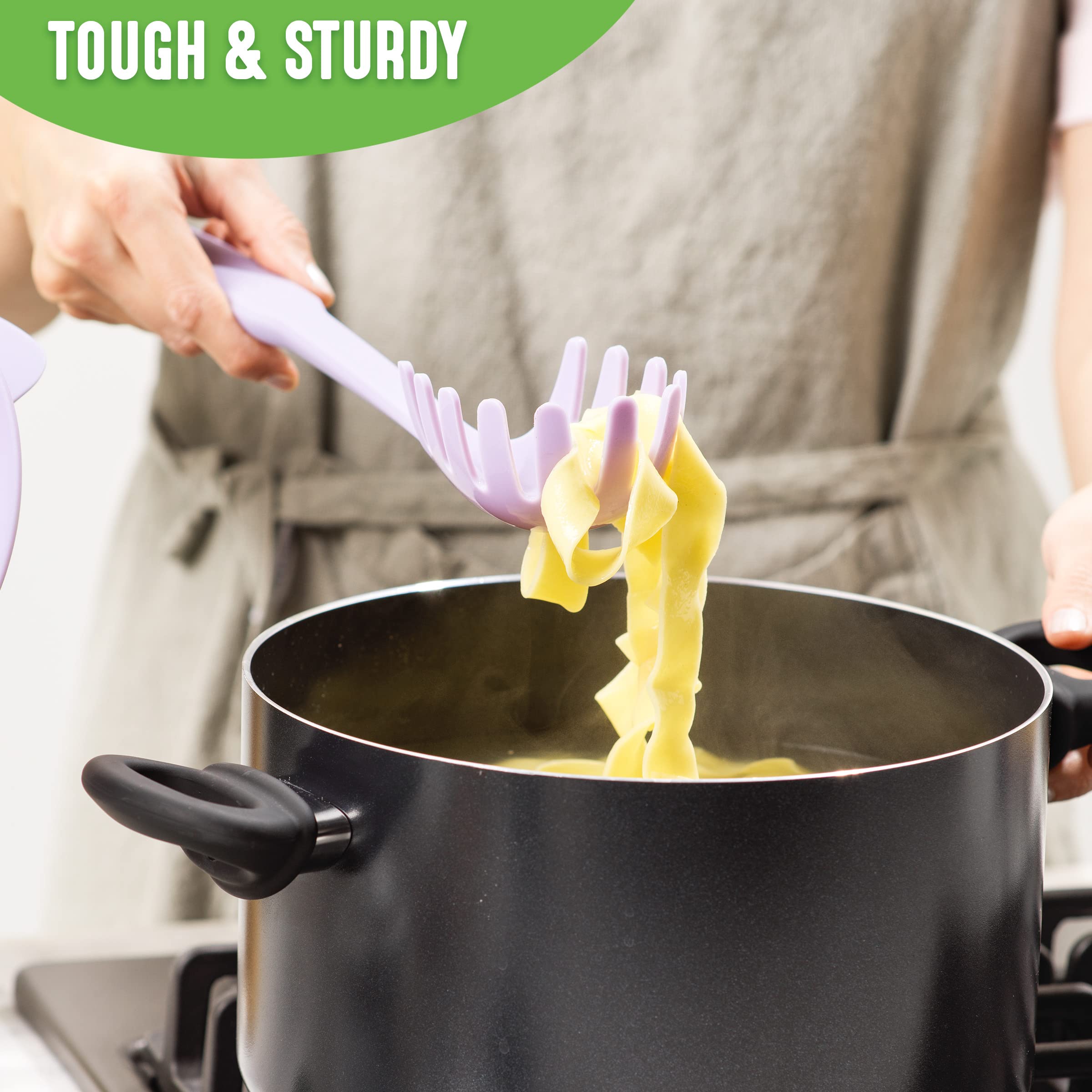 Greenlife Cooking Tools And Utensils, 7 Piece Nylon Set Including Spatulas Turner Spoons And Tongs, Dishwasher Safe, Lavender