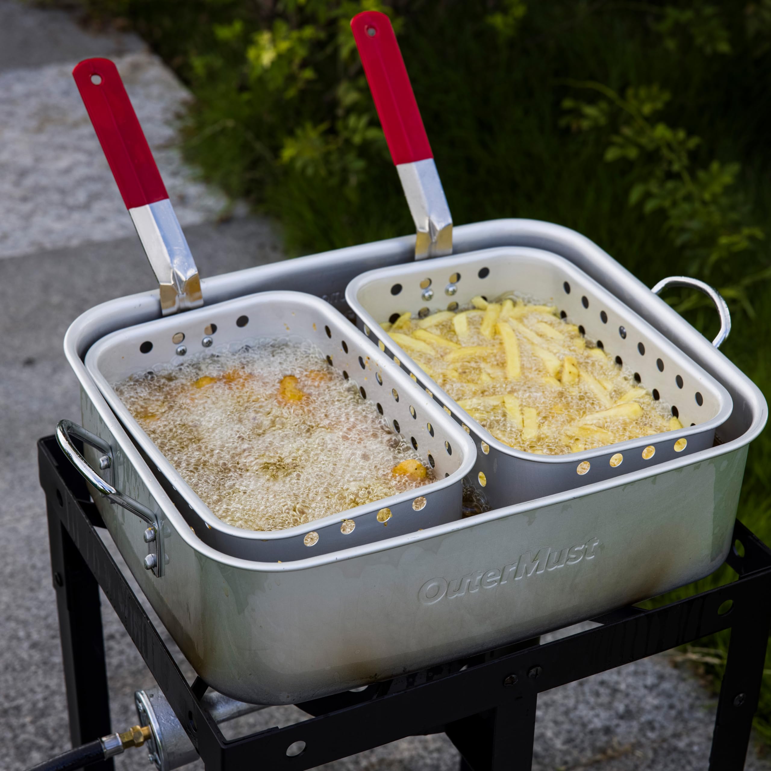 Outermust 58,000 Btu Propane Deep Fryer, 18 Qt. Deep Fryer Pot And 2 Inner Baskets, Ideal For Frying Fish, Chicken Wings, French