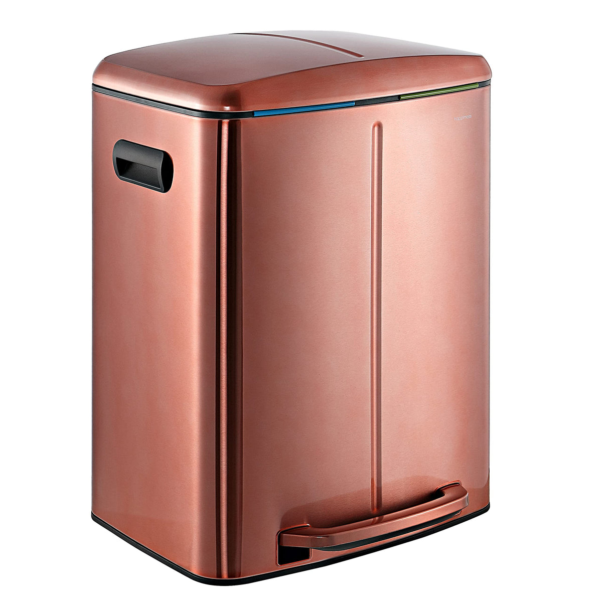 Happimess Hpm1005D Marco Rectangular 10.5-Gallon Double Bucket Trash Can With Soft-Close Lid, Modern, Minimalistic, Fingerprint