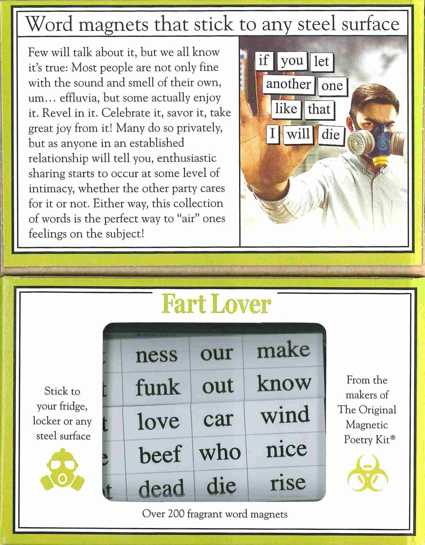 Fart Lover Magnetic Poetry Kit - Words For Refrigerator - Write Poems And Letters On The Fridge - Made In The Usa