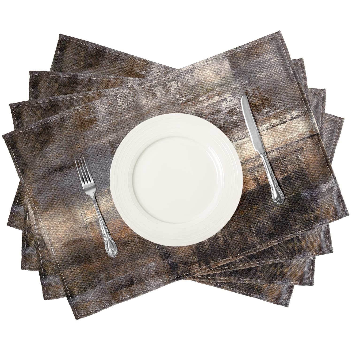 Brown and Grey Placemats  Modern Abstract Art Placemats Set of 4  Heat Resistant Non-Slip Artwork Dining Placemats  Washable Place Mats for Home Kitchen (Brown and Grey  18''X12'')