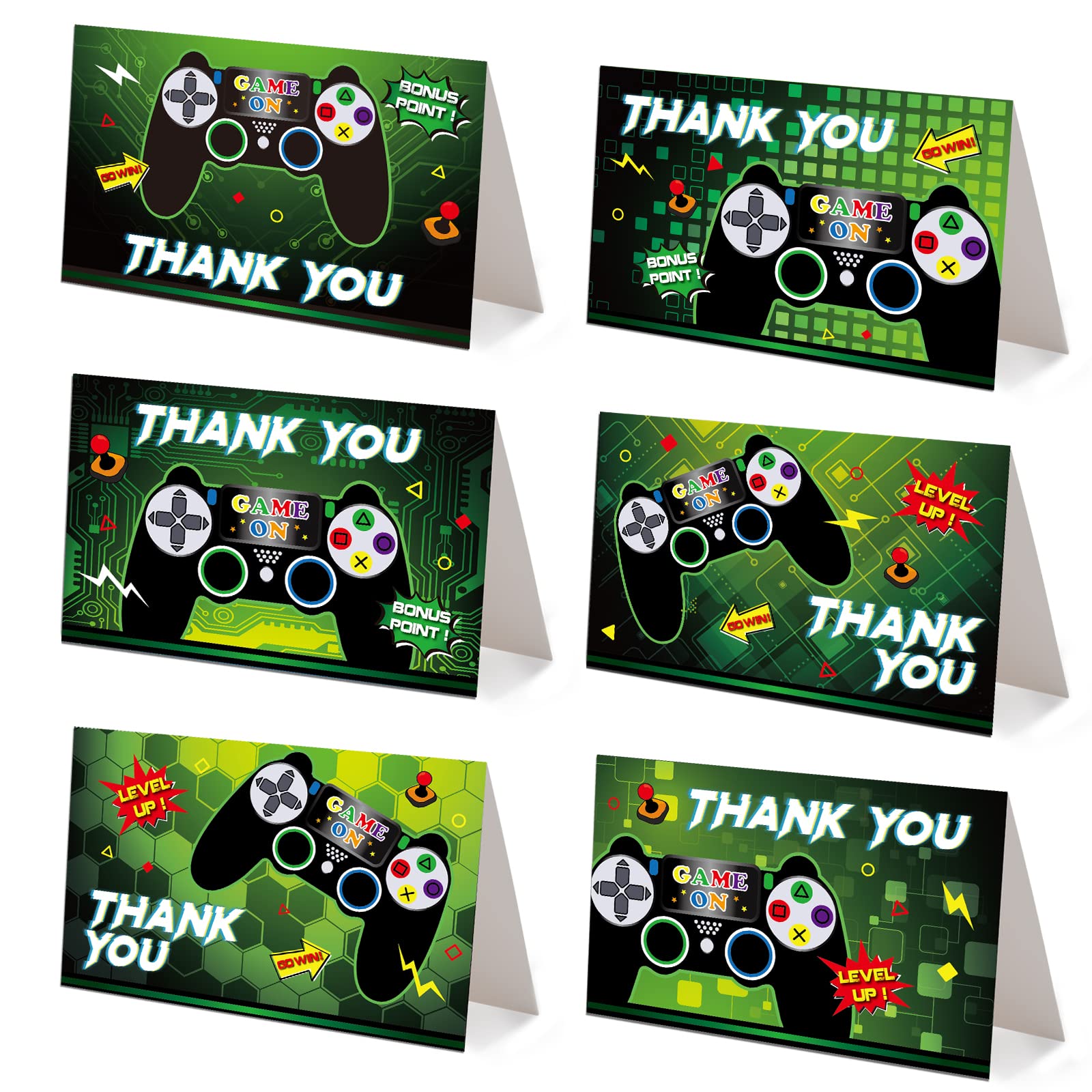 Wernnsai 24 Pcs Thank You Cards Assortment Greeting Cards With Envelopes Stickers Video Game Thank You Cards Fill In Blank Note