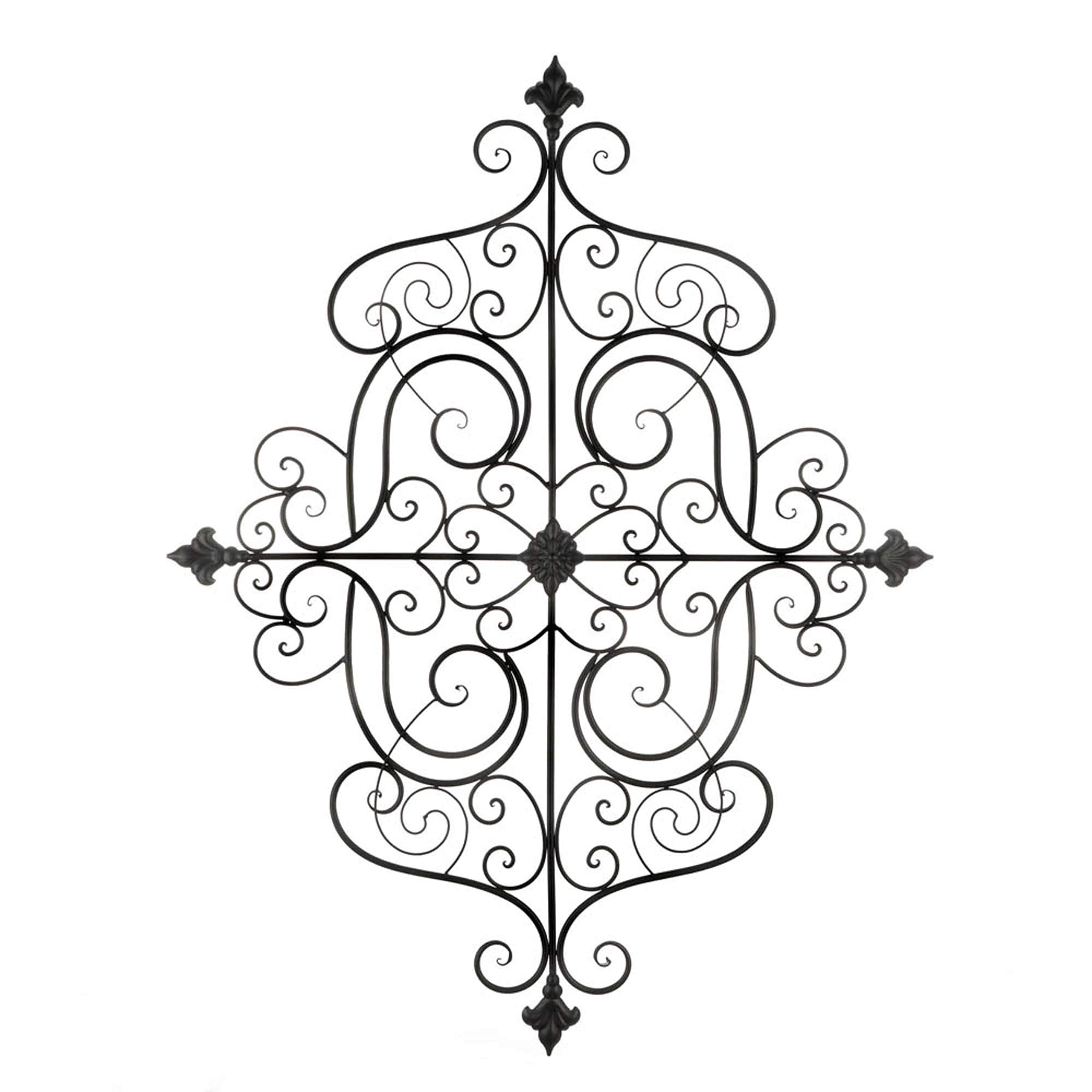 Accent Plus Fleur-De-Lis Scrollwork Wall Plaque 33.5x0.5x43.5