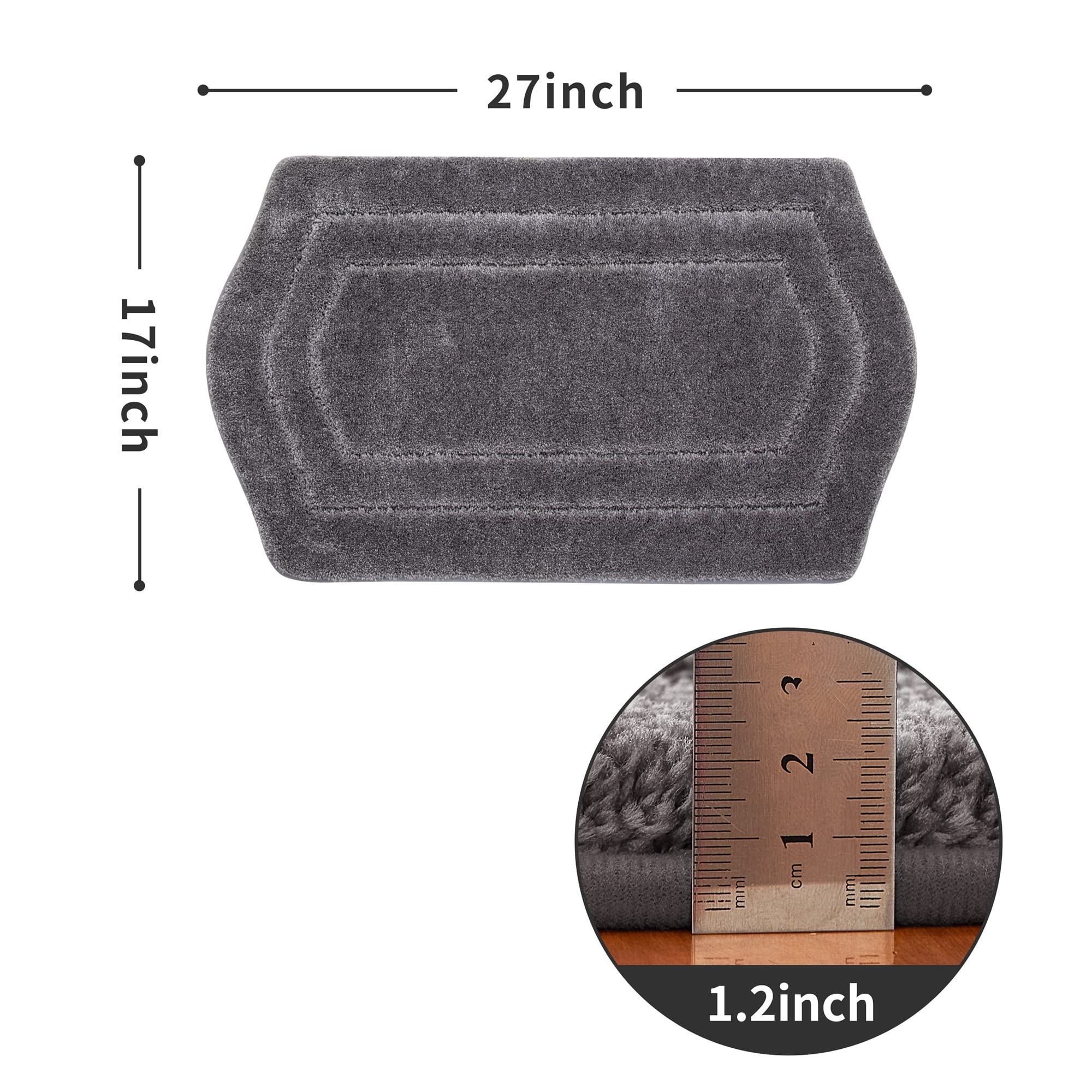 COSY HOMEER Extra Thick Bath Rugs for Bathroom - Anti-Slip Bath Linen Sets Mats Soft Plush Yarn Shaggy 100% Strong Polyeste Living Room Bedroom Water Absorbent(Grey 17x27 - Inches)
