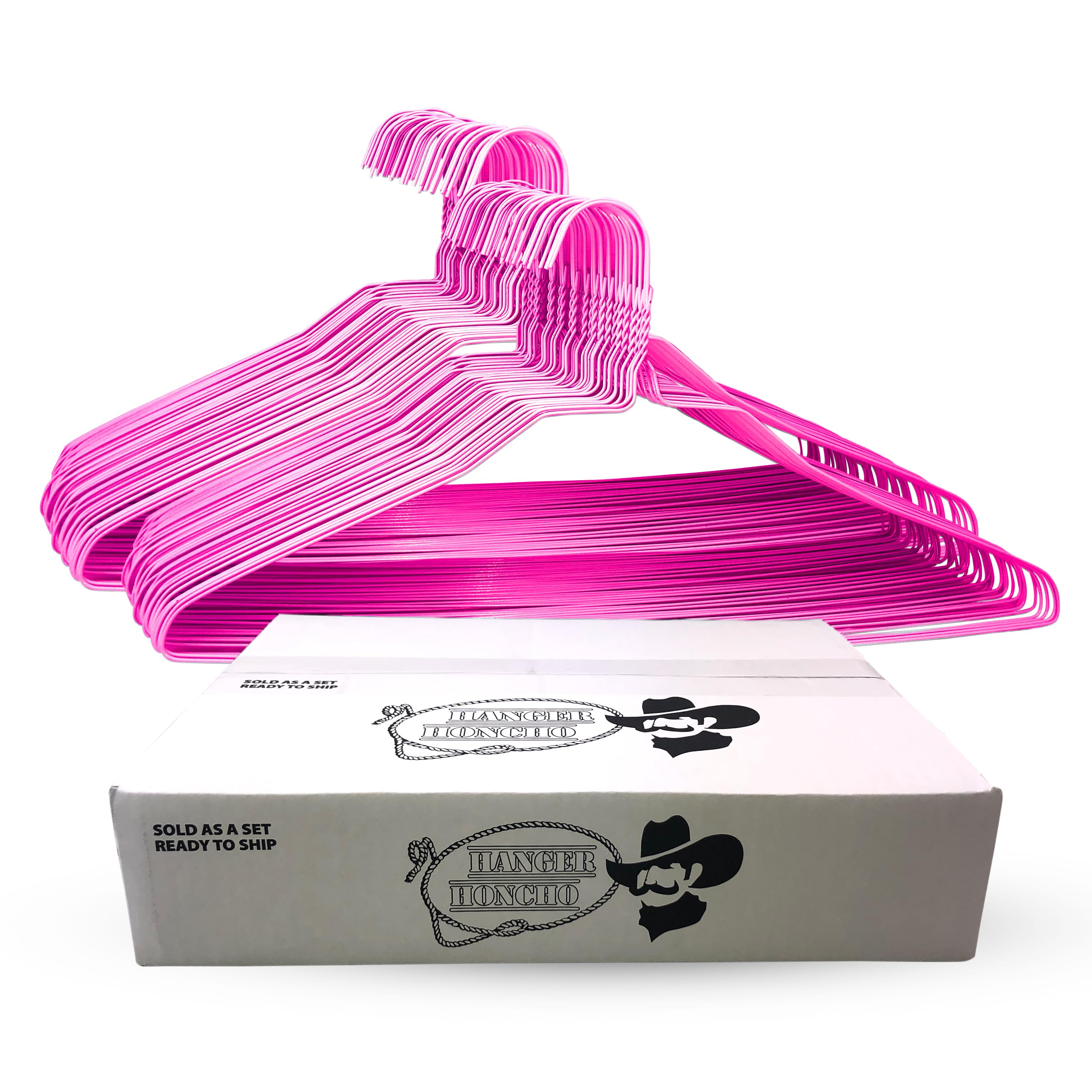 50 Wire Hangers - Pink Metal Hangers In Bulk - 18 Inch Thin, Lightweight, Bendable, Standard Dry Cleaner Coated Steel Hangers