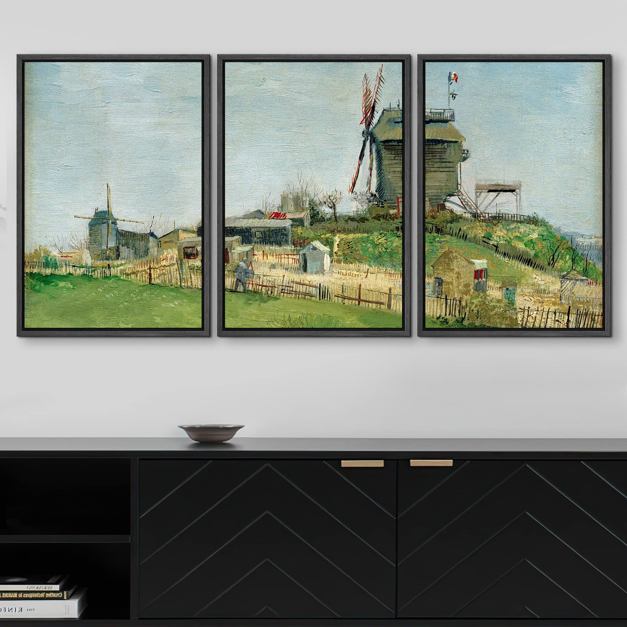 Wall26 Framed Canvas Print Wall Art Set Le Moulin De La Galette Vincent Van Gogh Classical Illustrations Fine Art Decorative His