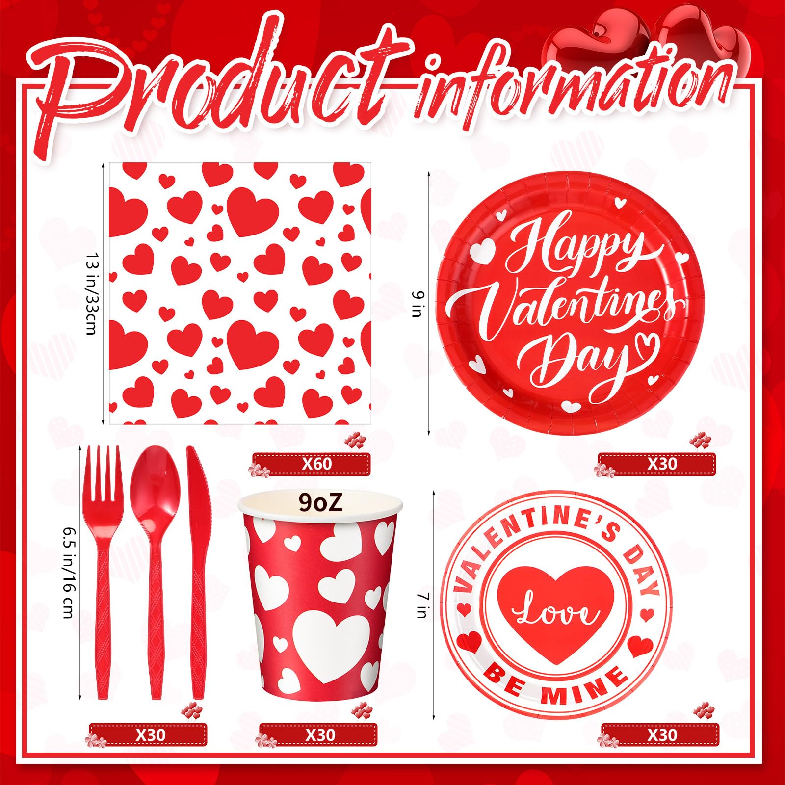 Sunnychicc 240 Pcs Valentine'S Day Party Supplies Plates And Napkins Cups Valentine'S Day Disposable Dinner Dessert Plates Heart