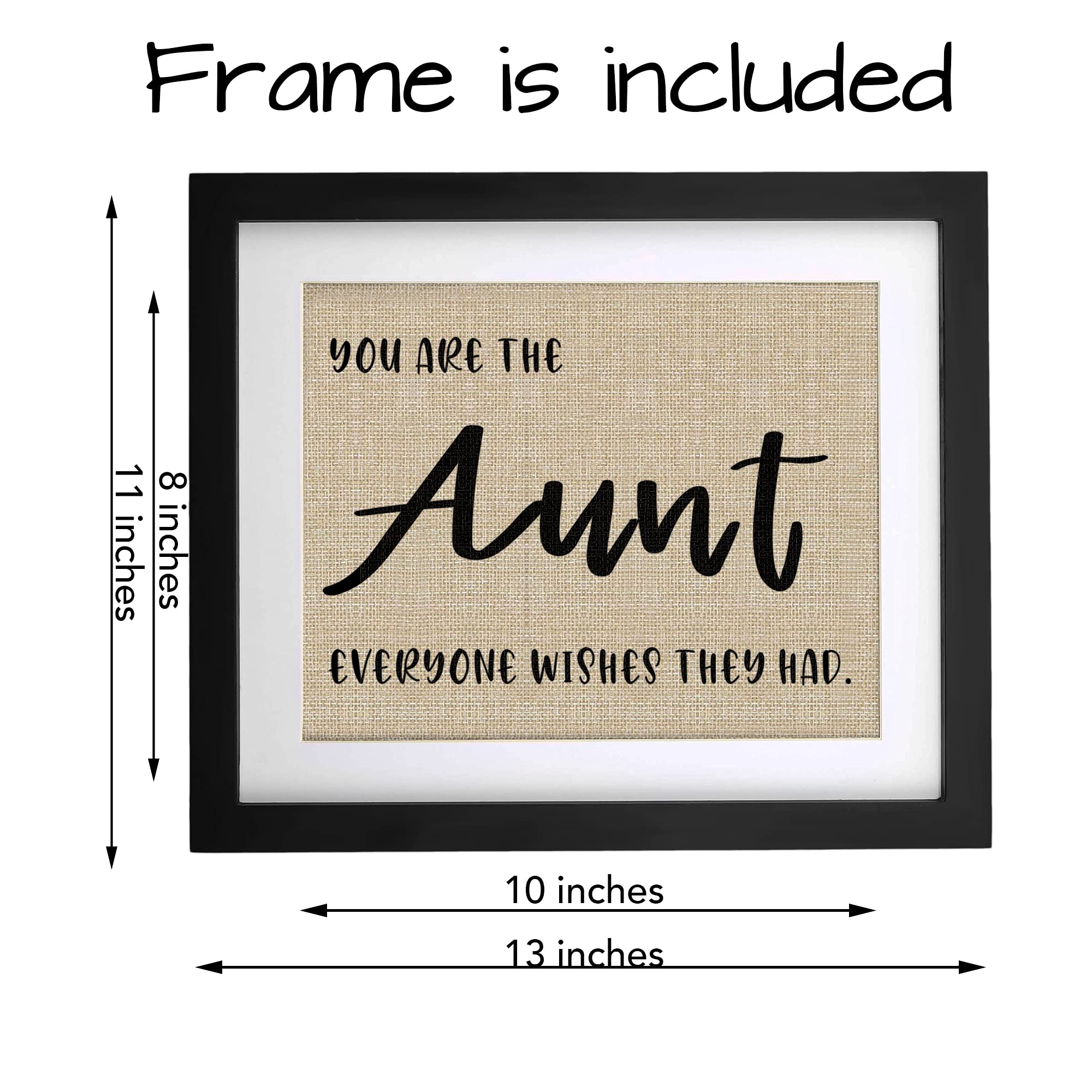 Framed Burlap Print Gifts For Aunt From Niece, Nephew - Aunt Birthday Gifts For Aunt Mother'S Day, Christmas