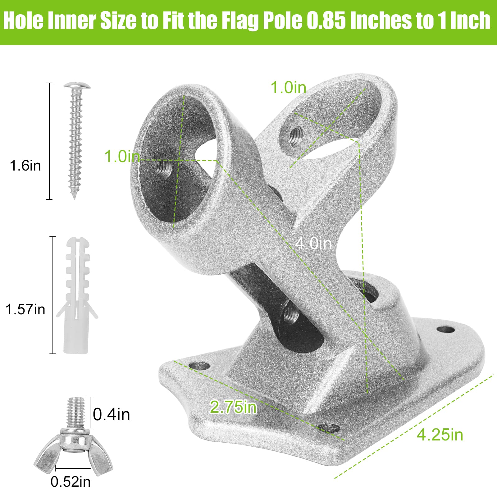 Flag Pole Holder, Outside House Flag Pole Bracket, Heavy Duty Metal Flag Mount, Aluminum Alloy Mounting Brackets, Outdoor Flag H
